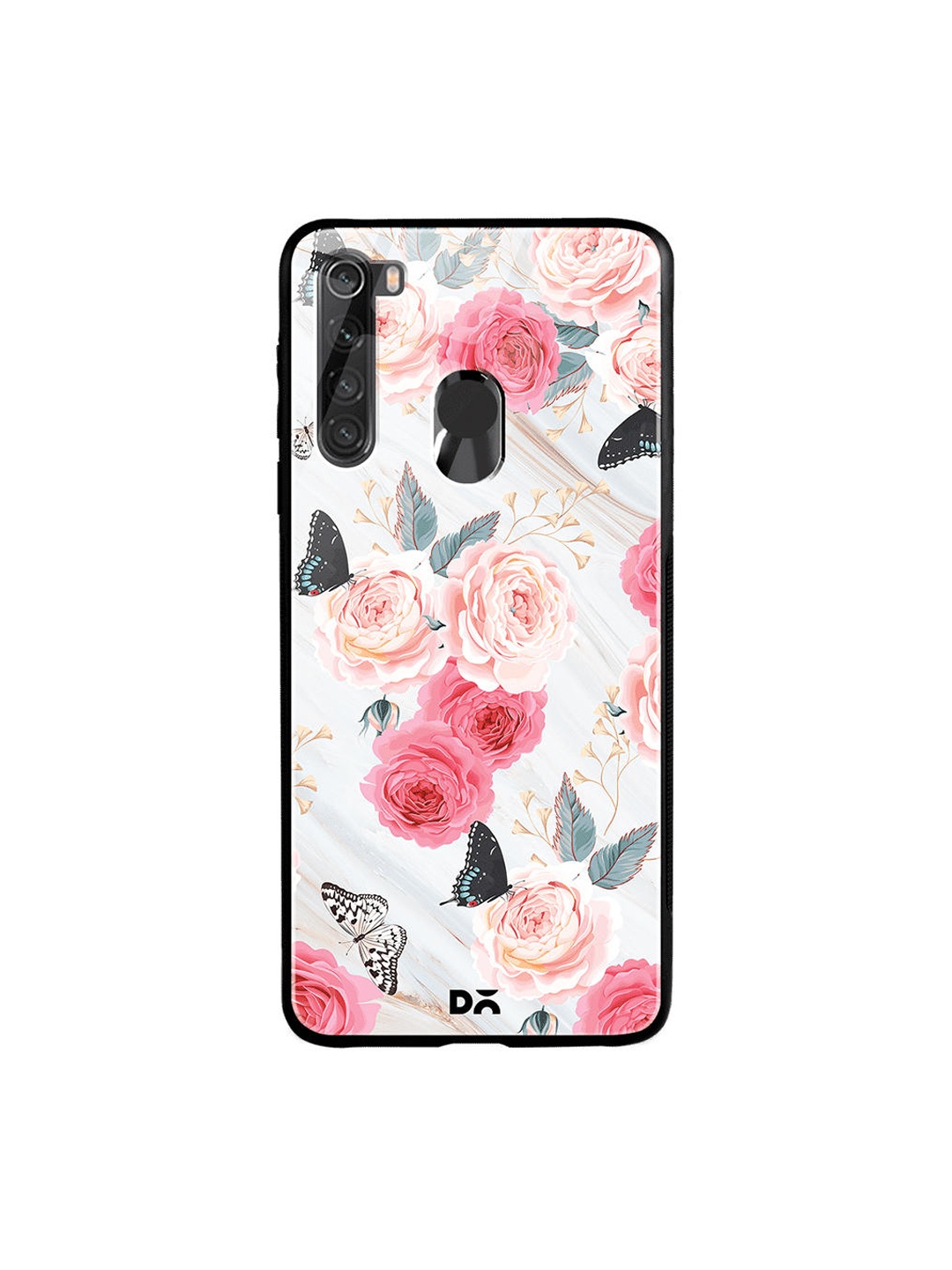 DailyObjects Grey & Pink Flowers Marble Xiaomi Redmi Note 8 Glass Case Cover