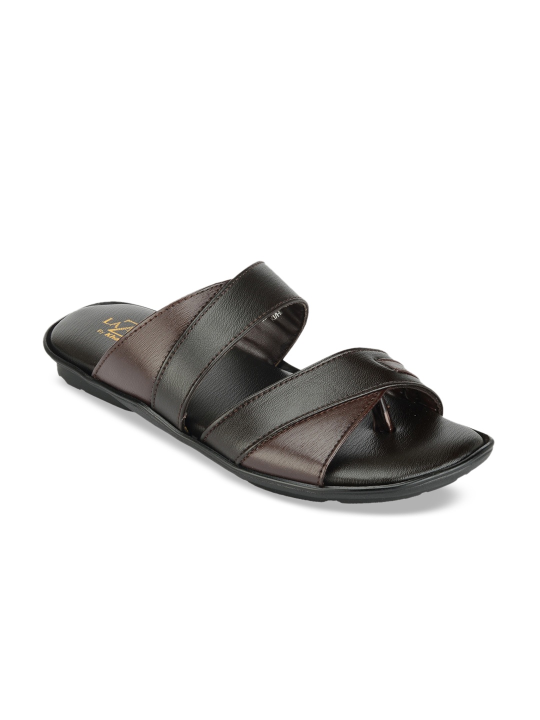 Khadims Men Brown & Black Comfort Sandals