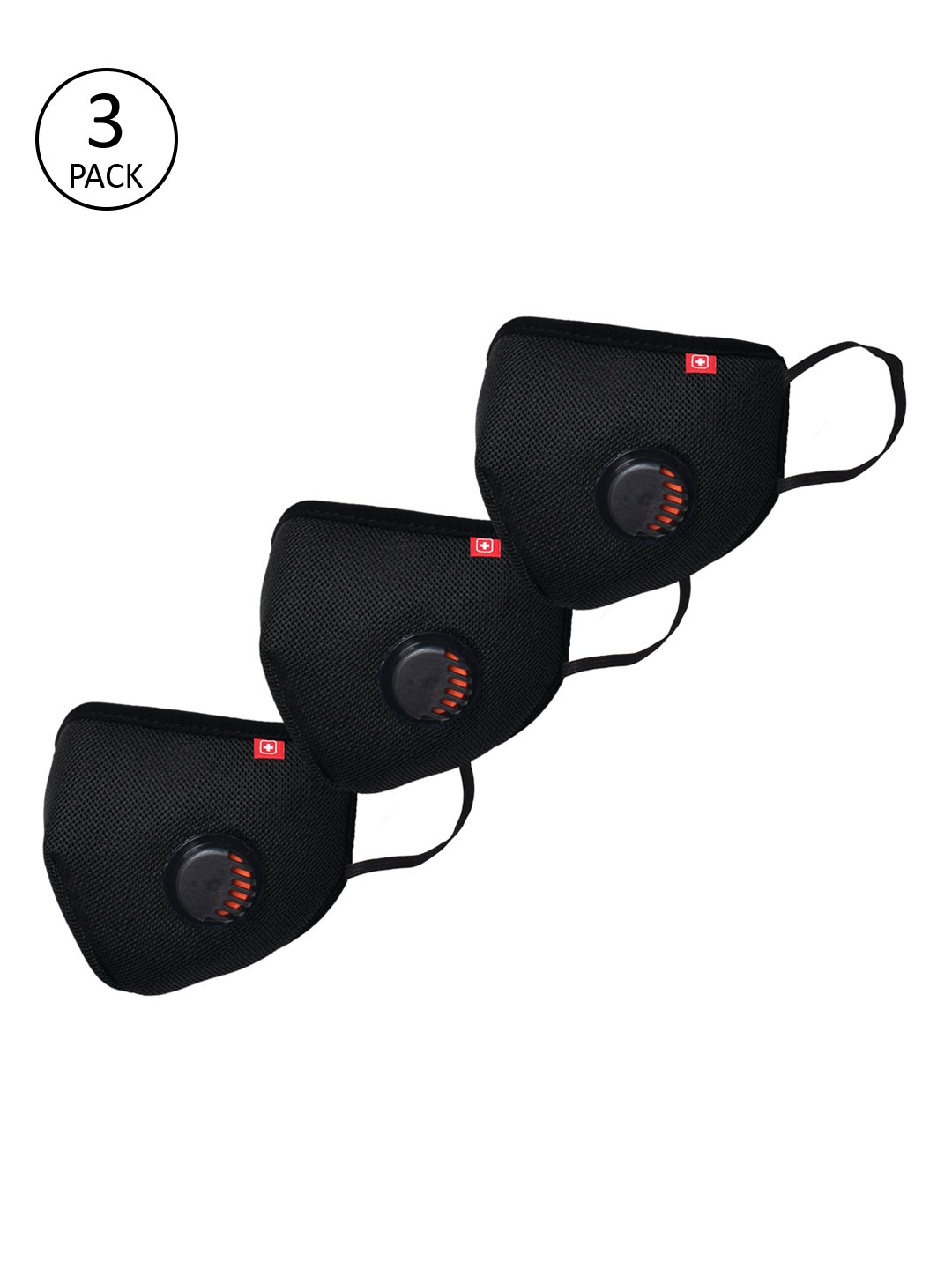 SWISS MILITARY Unisex Pack of 3 Pcs Black Reusable 3-Ply A95+ Outdoor Masks With Valve
SWISS MILITARY Unisex Pack of 3 Pcs Black Reusable 3-Ply A95+ Outdoor Masks With Valve
