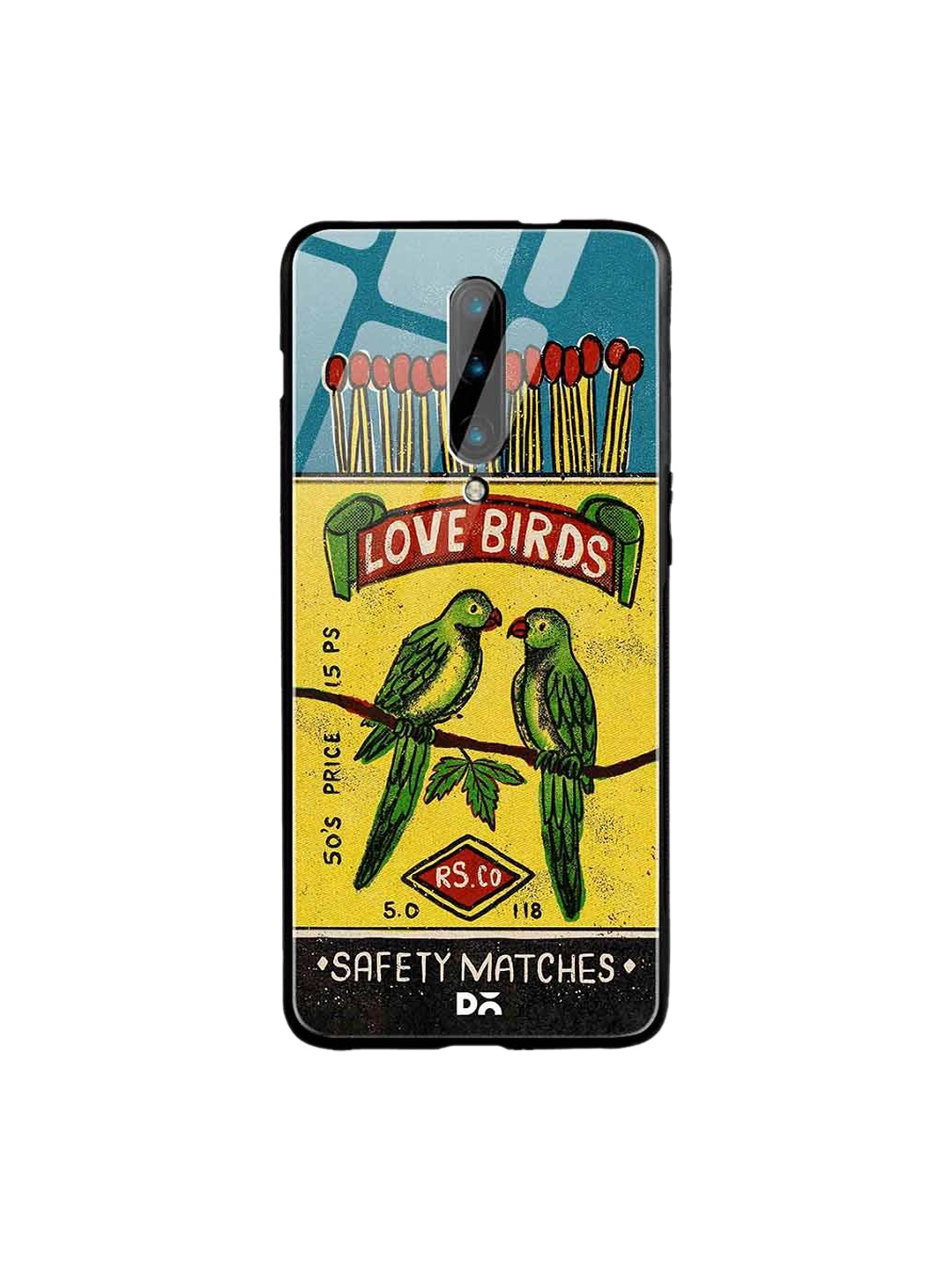 DailyObjects Blue & Yellow Love Birds Matchbox OnePlus 7 Pro Glass Case