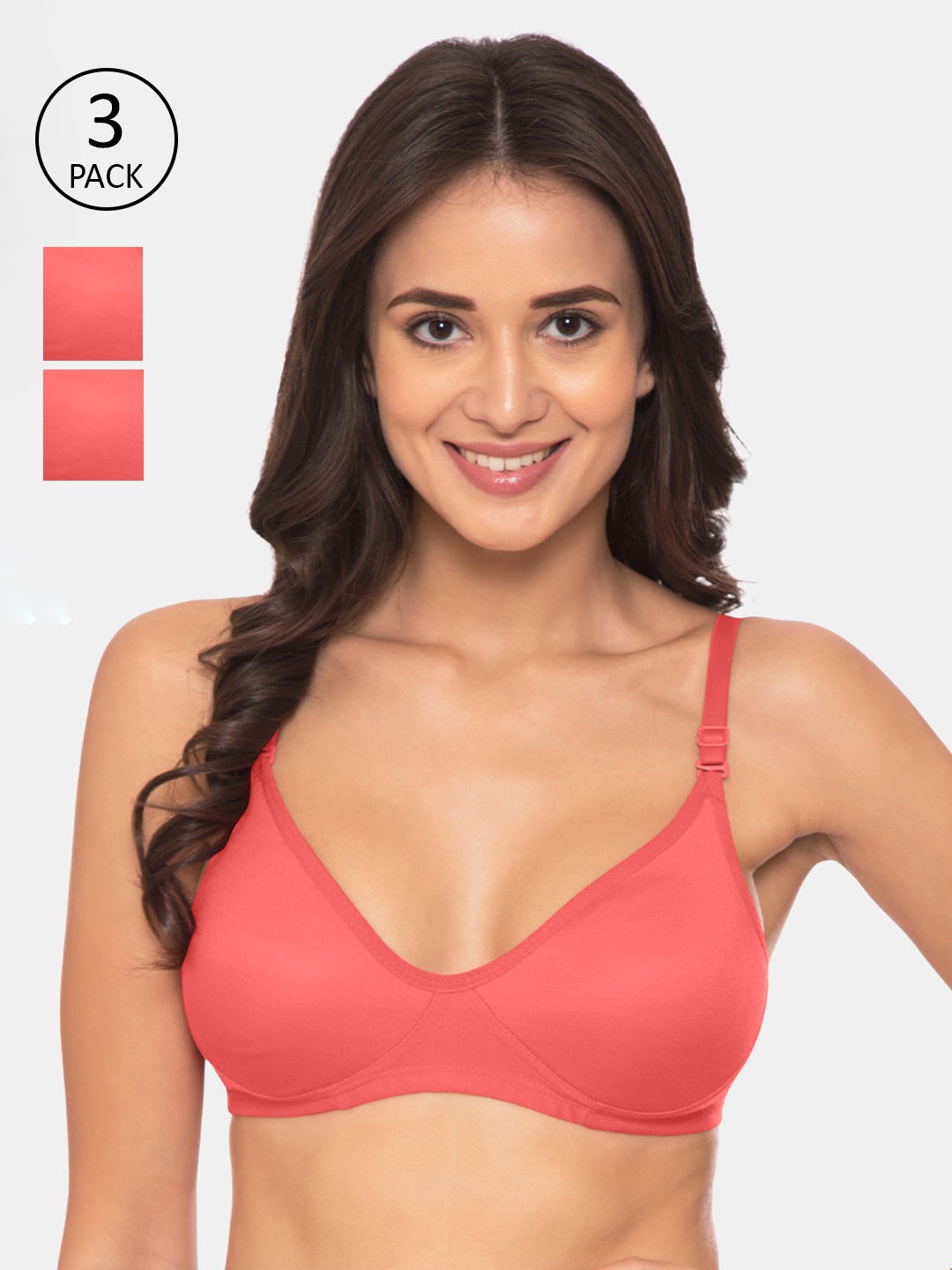 Souminie Pack of 3 Coral Pink Solid Non-Wired Non Padded T-shirt Bra S-133-3PC-CRL-30B
Souminie Pack of 3 Coral Pink Solid Non-Wired Non Padded T-shirt Bra S-133-3PC-CRL-30B