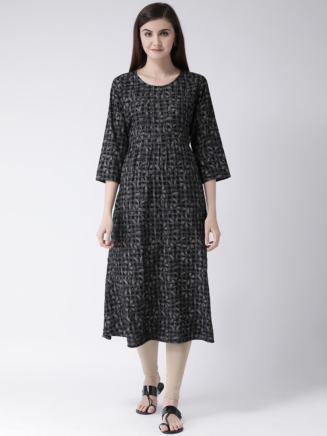 Span Women Black Printed A-Line Dress