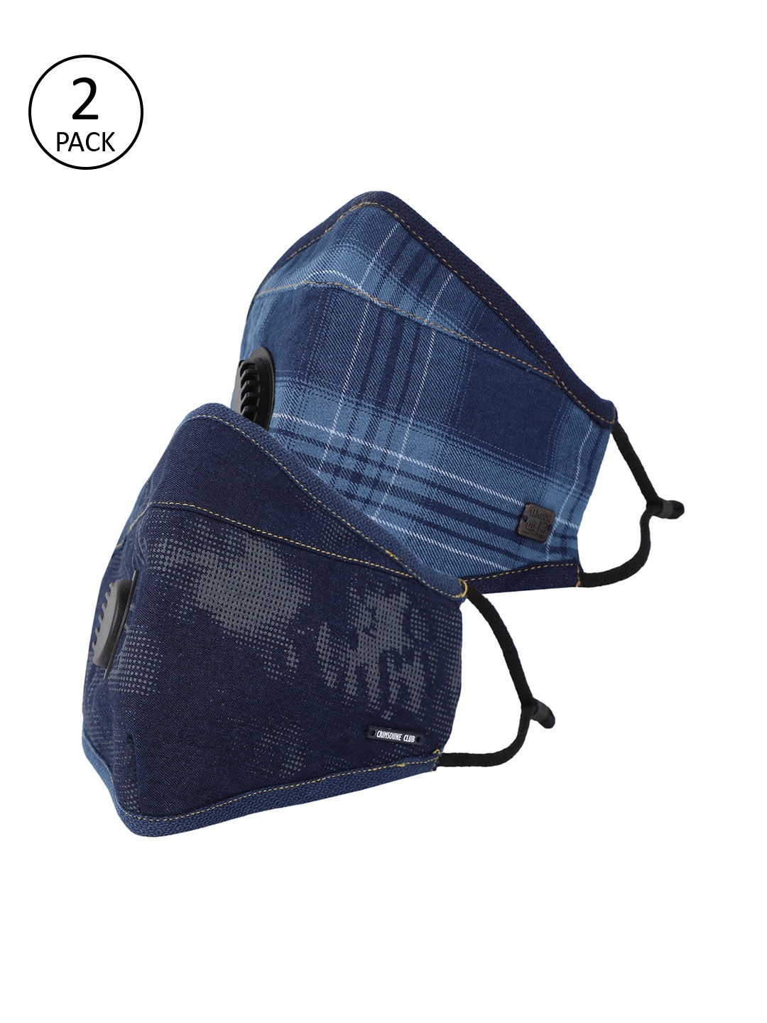 Crimsoune Club Unisex Pack Of 2 Blue Reusable 6-Ply Denim Valved Outdoor Mask, Multi
Crimsoune Club Unisex Pack Of 2 Blue Reusable 6-Ply Denim Valved Outdoor Mask, Multi
