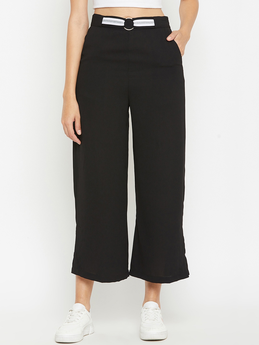 Marie Claire Women Black Flared Solid Culottes