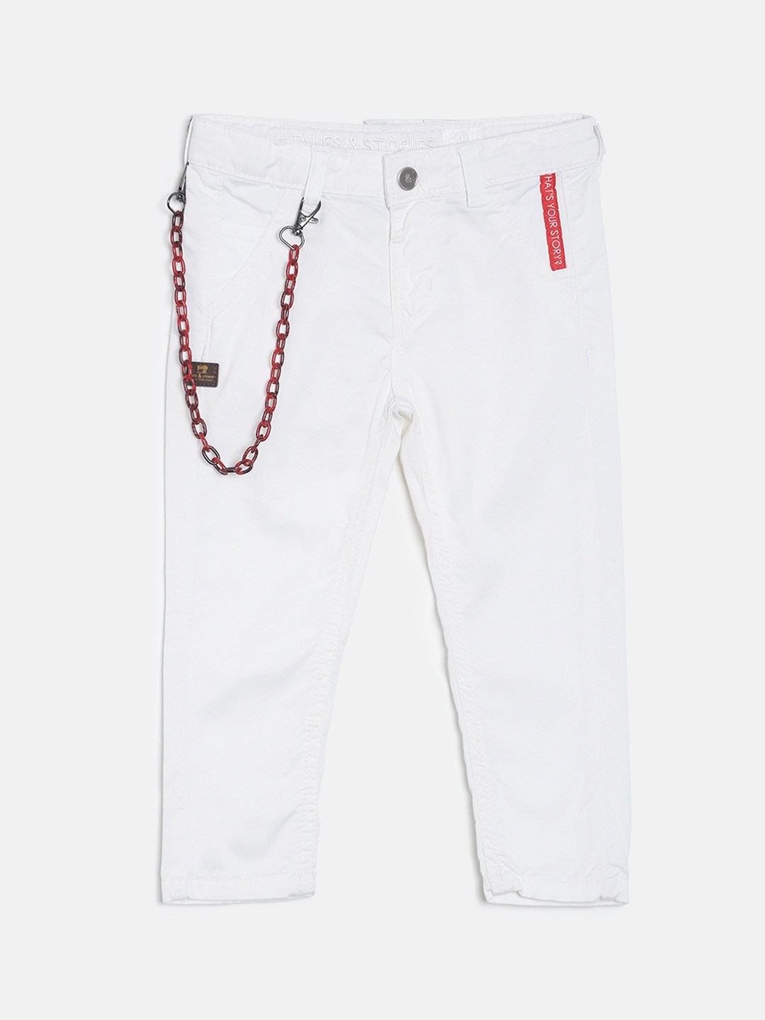 TALES & STORIES Boys White Slim Fit Mid-Rise Clean Look Jeans