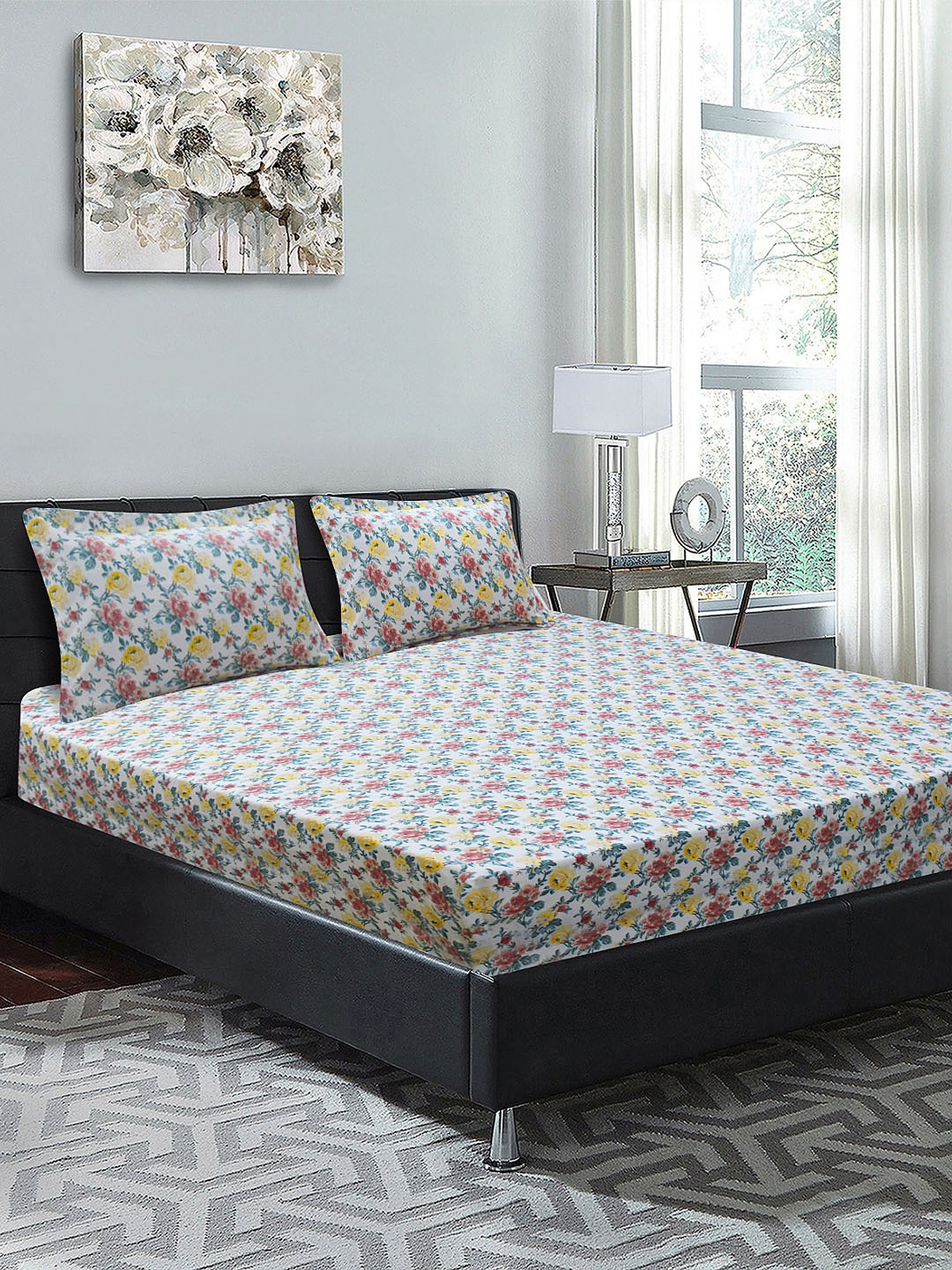 Good Homes by Home Candy Multicoloured Floral 144 TC Cotton 1 King Bedsheet with 2 Pillow Covers, Multi
Good Homes by Home Candy Multicoloured Floral 144 TC Cotton 1 King Bedsheet with 2 Pillow Covers, Multi