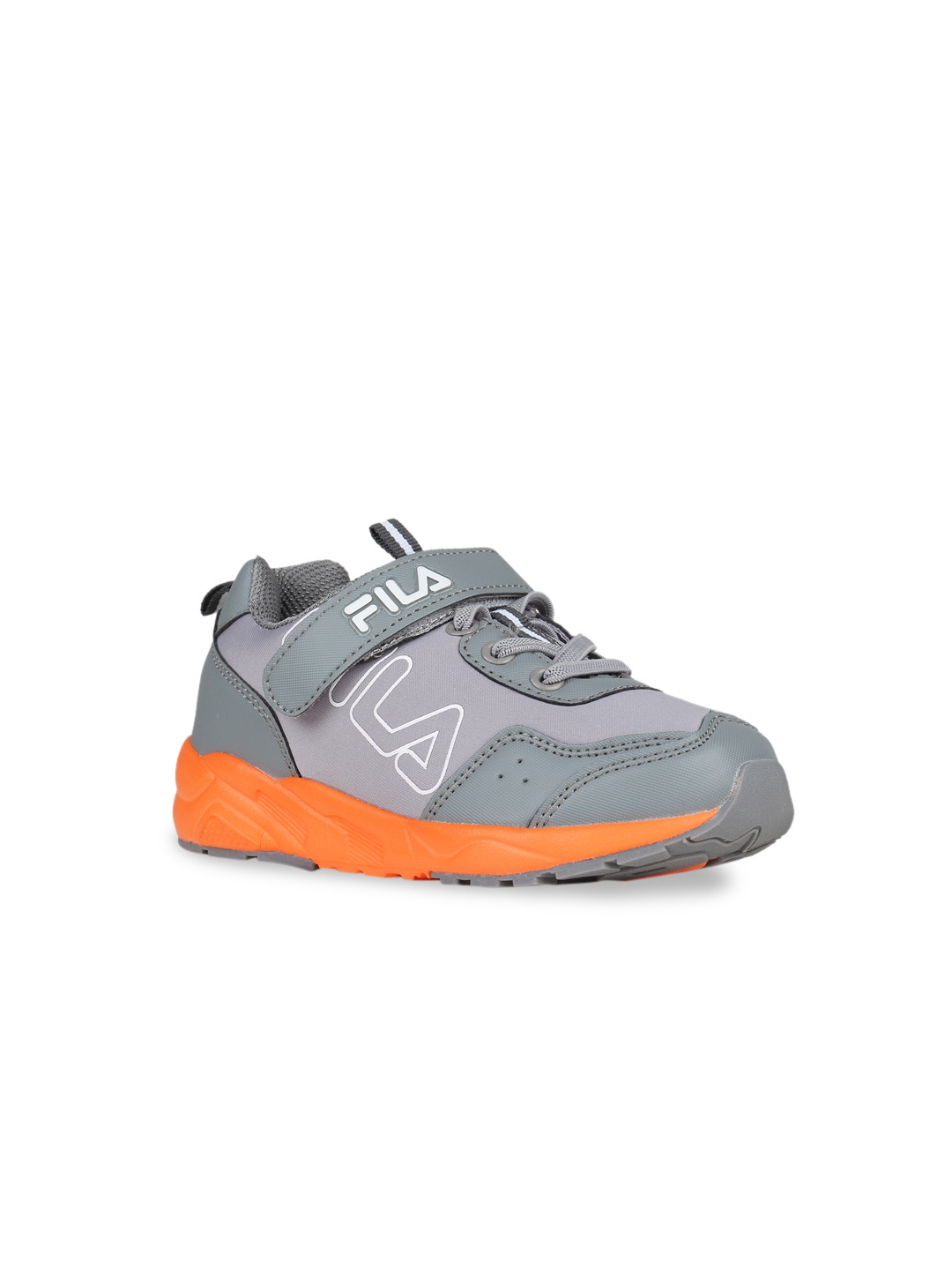 FILA Unisex Kids Grey & Orange Colourblocked Sneakers