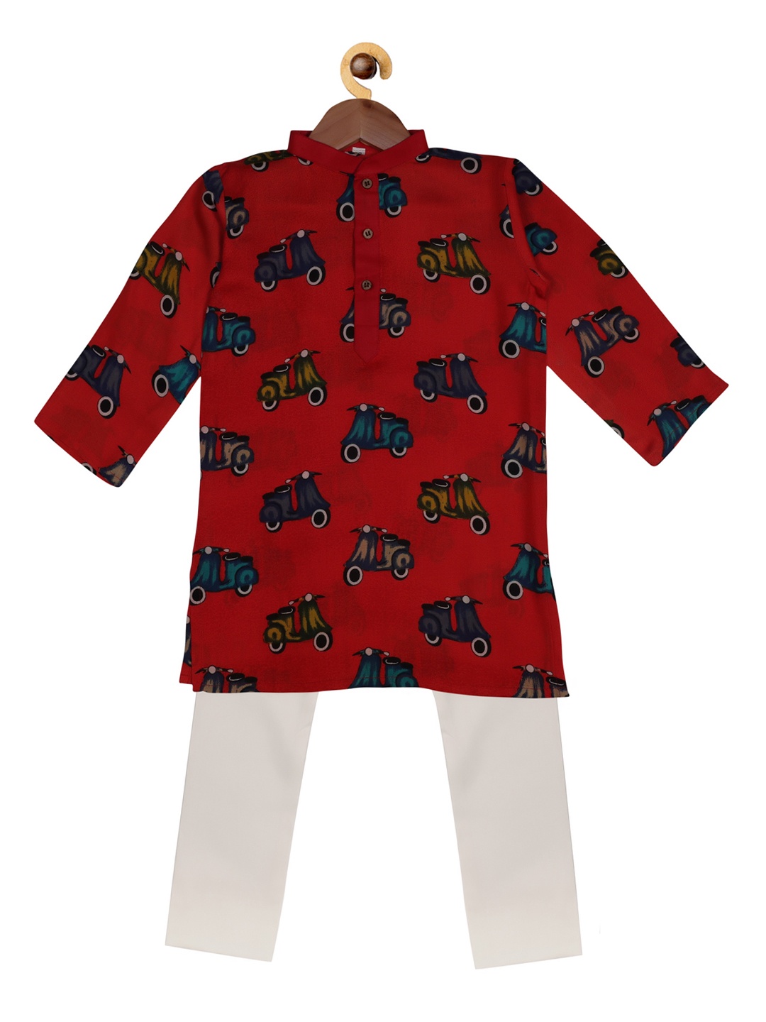 SOULFULLY INDIAN Boys Red & White Printed Kurta with Pyjamas