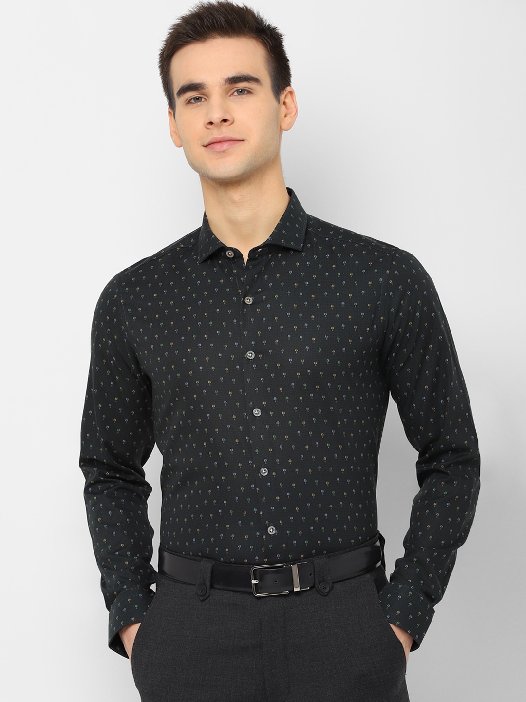 SIMON CARTER LONDON Men Black Regular Fit Printed Formal Shirt