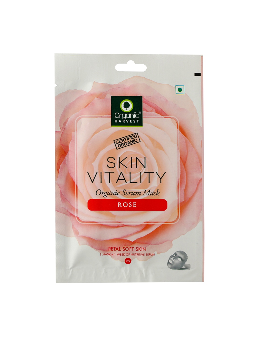 Organic Harvest Aroma Sheet Mask Rose 20g, Pink