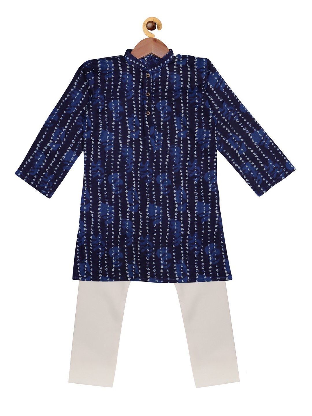 SOULFULLY INDIAN Boys Blue & White Printed Kurta with Pyjamas