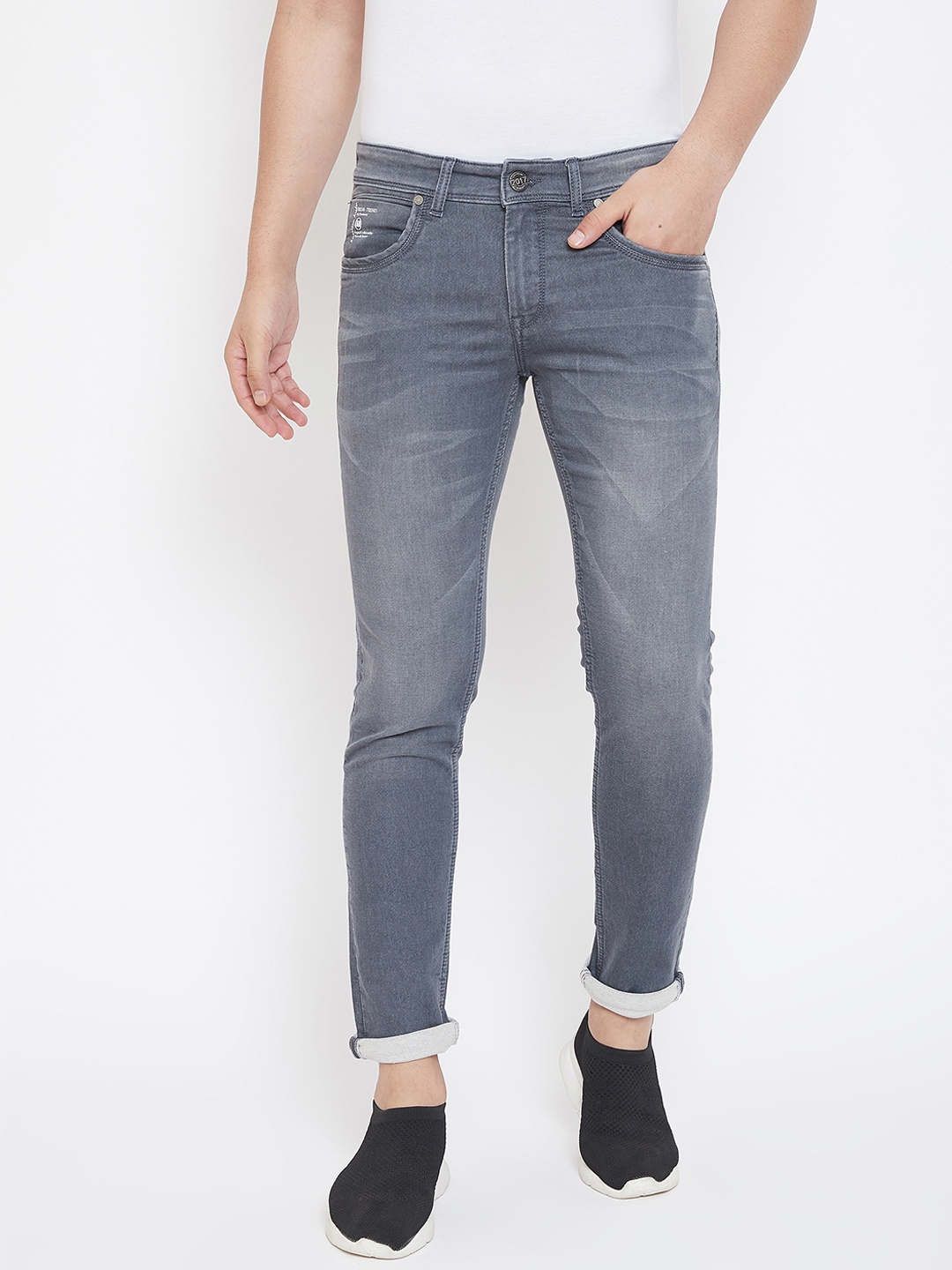 American Archer Men Grey Skinny Fit Low-Rise Clean Look Stretchable Jeans