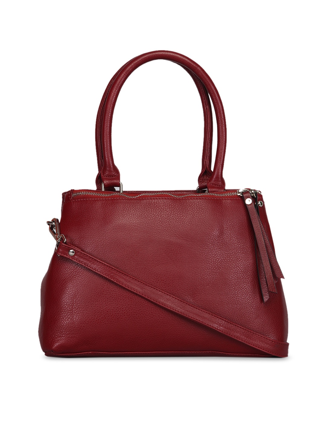 GENWAYNE Maroon Solid Leather Shoulder Bag