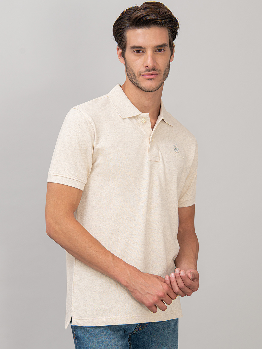 Beverly Hills Polo Club Men Cream-Coloured Solid Polo Collar T-shirt
Beverly Hills Polo Club Men Cream-Coloured Solid Polo Collar T-shirt