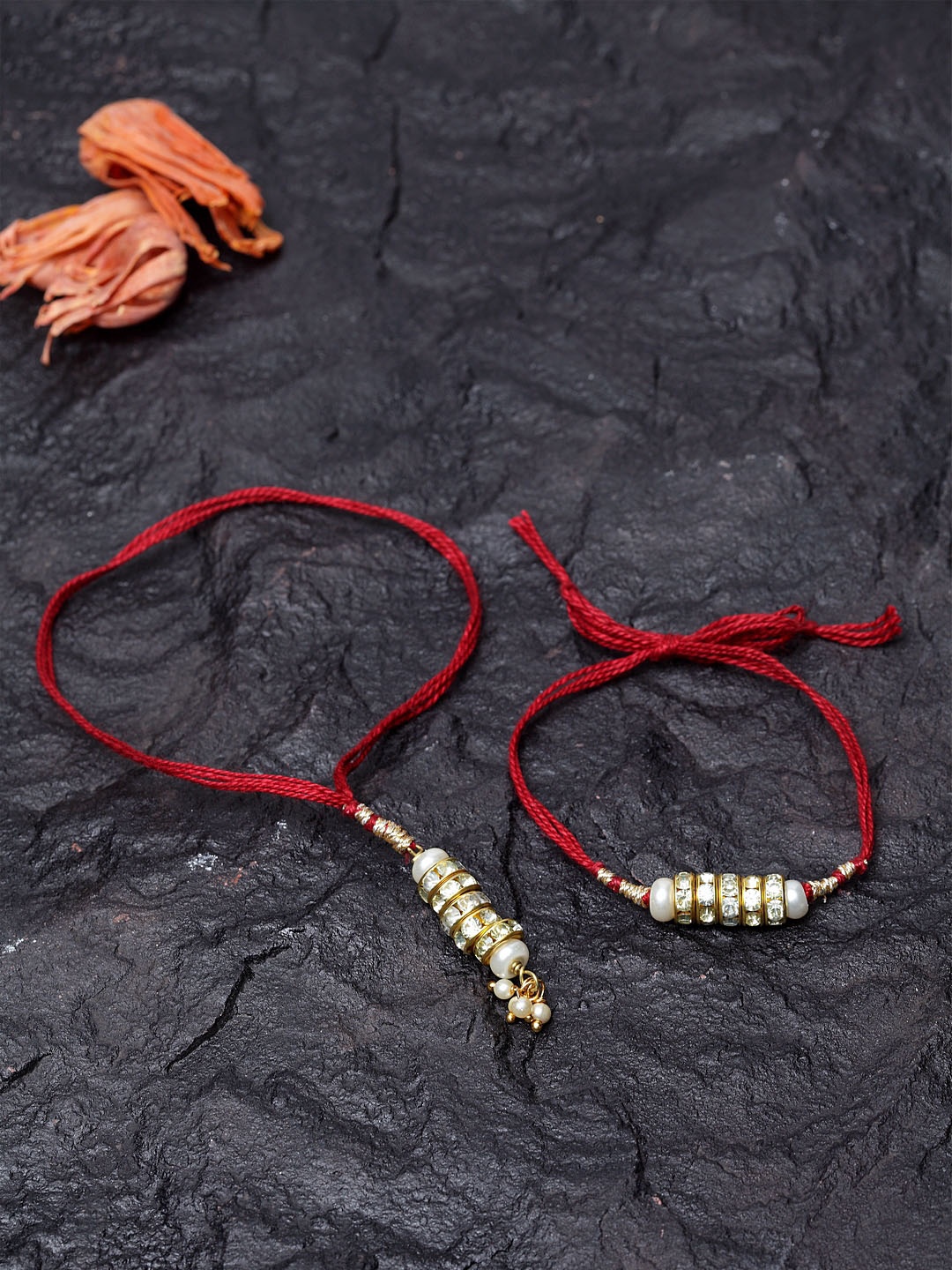DUGRISTYLE Men Set of 2 Embellished Joyeous Rakhi, Red