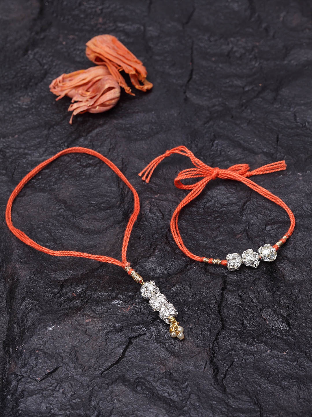 DUGRISTYLE Men Set of 2 Embellished Joyeous Rakhi, Orange