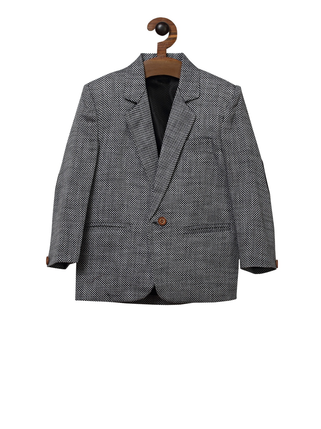 RIKIDOOS Boys Black & White Checked Single-Breasted Casual Blazer