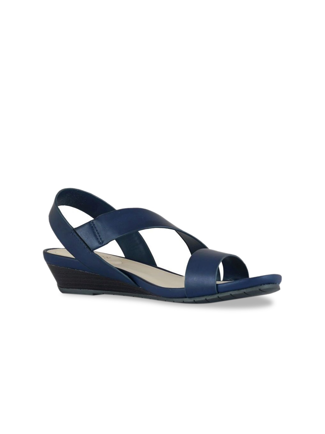 Kenneth Cole Women Navy Blue Solid Leather Wedges