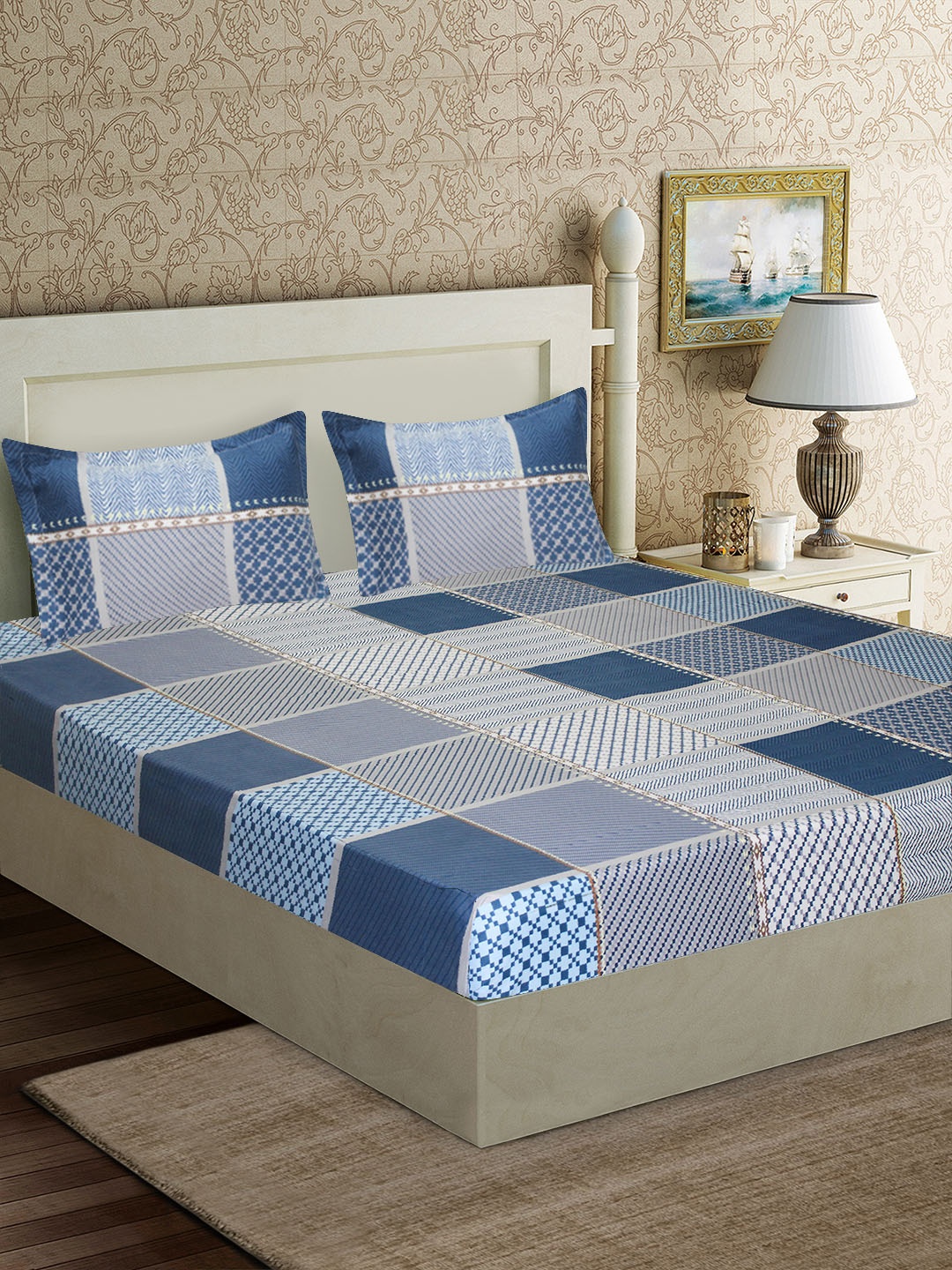 Good Homes by Home Candy Blue Geometric 152 TC Polyester 1 Queen Bedsheet with 2 Pillow Covers
Good Homes by Home Candy Blue Geometric 152 TC Polyester 1 Queen Bedsheet with 2 Pillow Covers