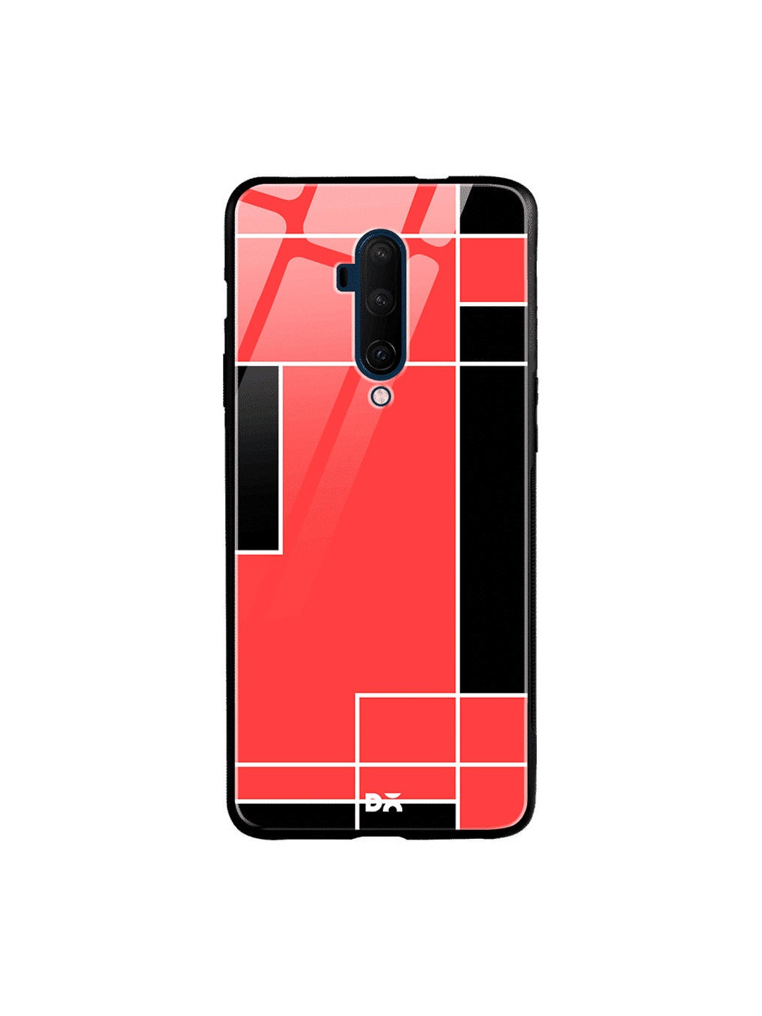 DailyObjects Coral Orange & Black Coral Blocks OnePlus 7 Pro Glass Case