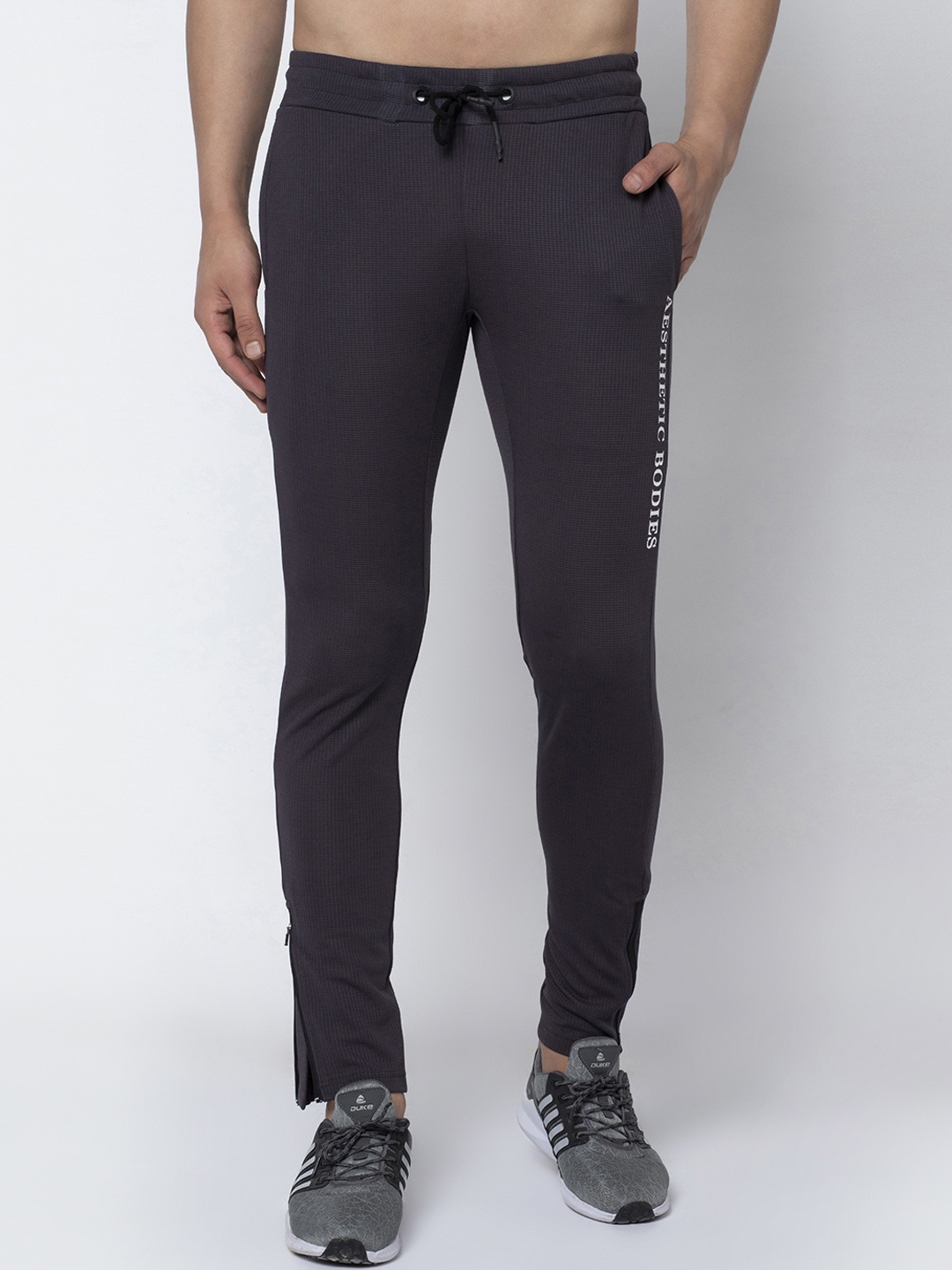Aesthetic Bodies Men Grey Self-Design Track Pants