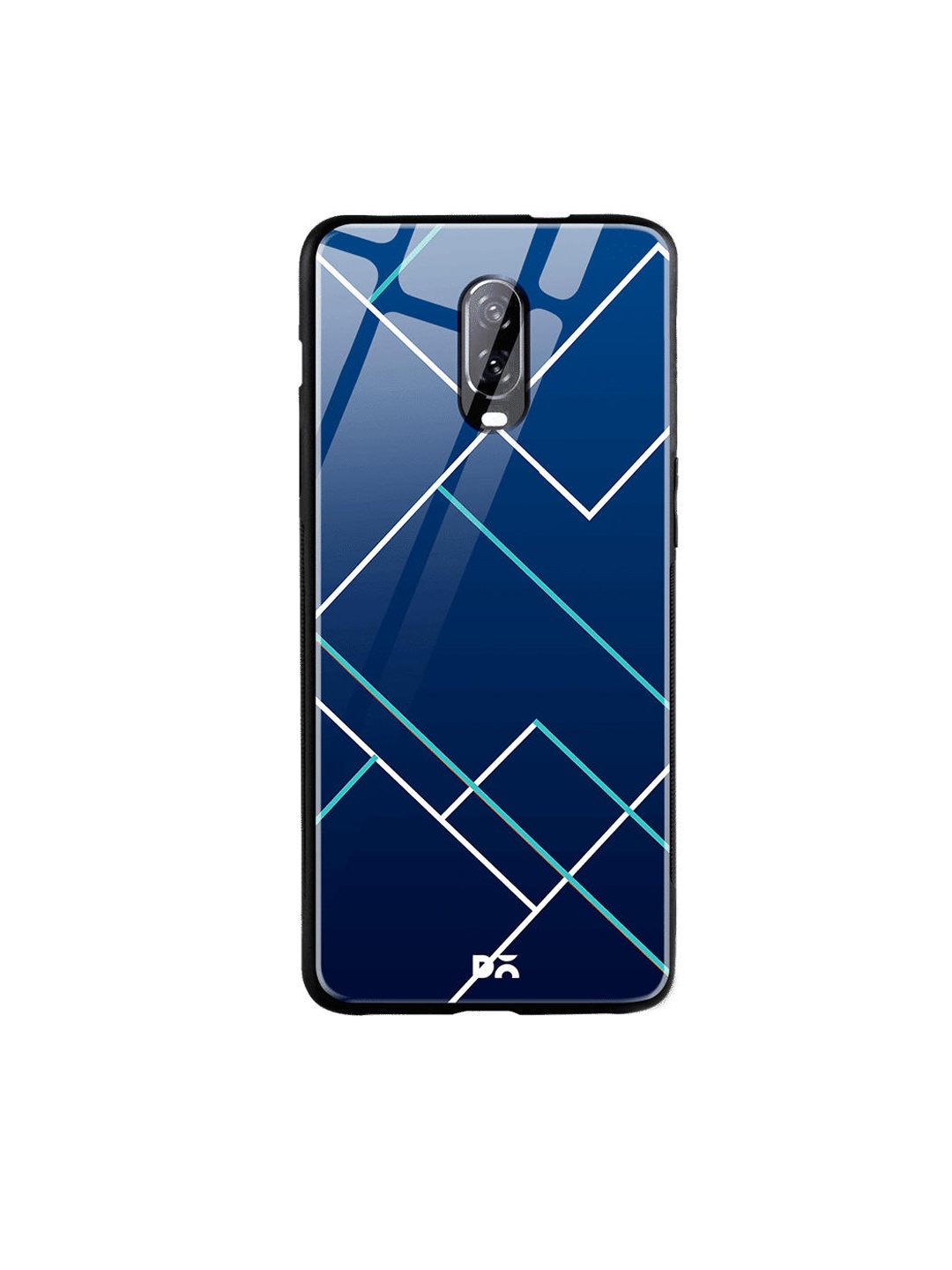 DailyObjects Blue & White Nightfall Tach Lines OnePlus 6T Glass Case