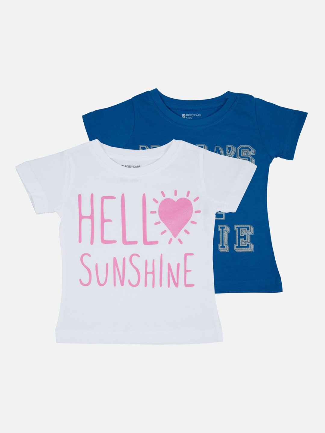 Bodycare First Girls Pack of 2 Printed Round Neck T-shirts, Blue