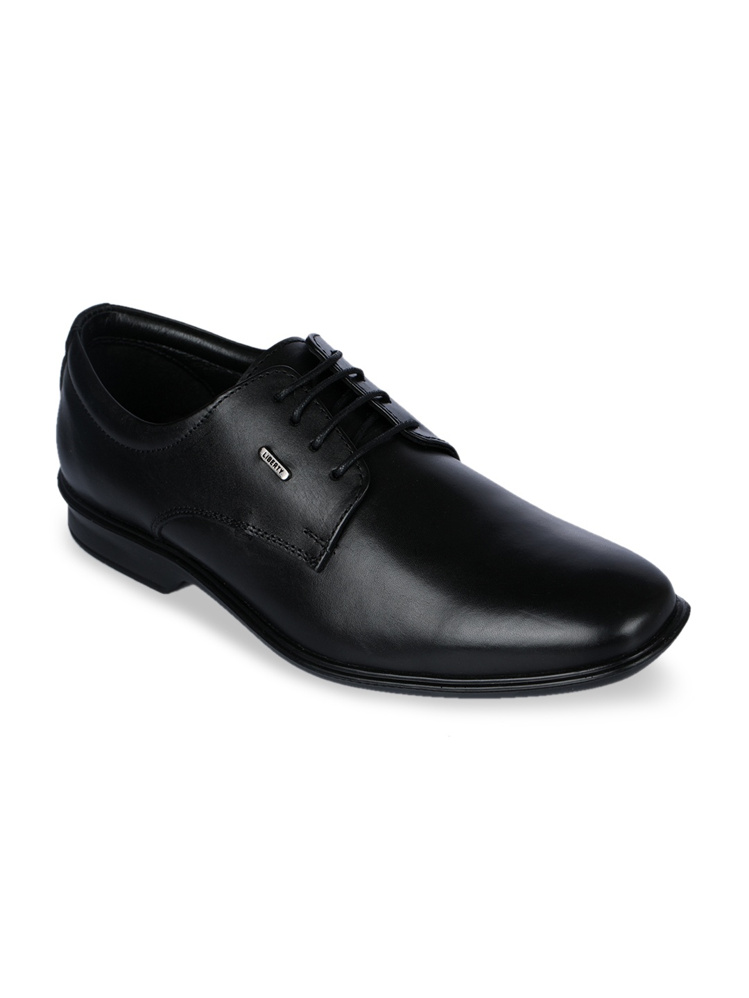 Liberty Men Black Solid Leather Formal Derbys