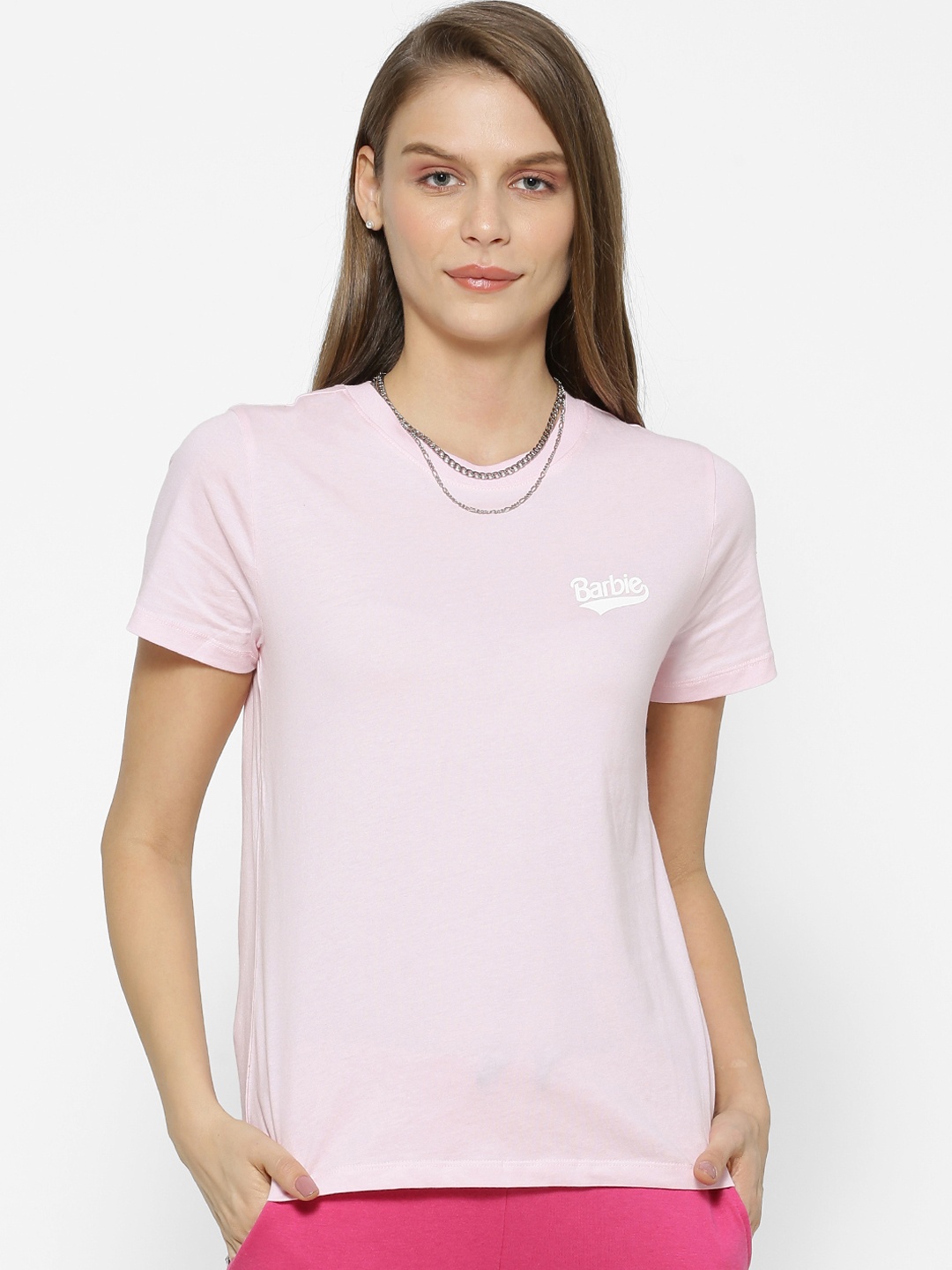 FOREVER 21 Women Pink Solid Pure Cotton Top