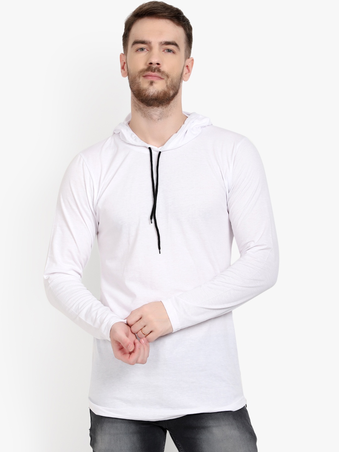 PAUSE SPORT Men White Solid Hooded T-shirt