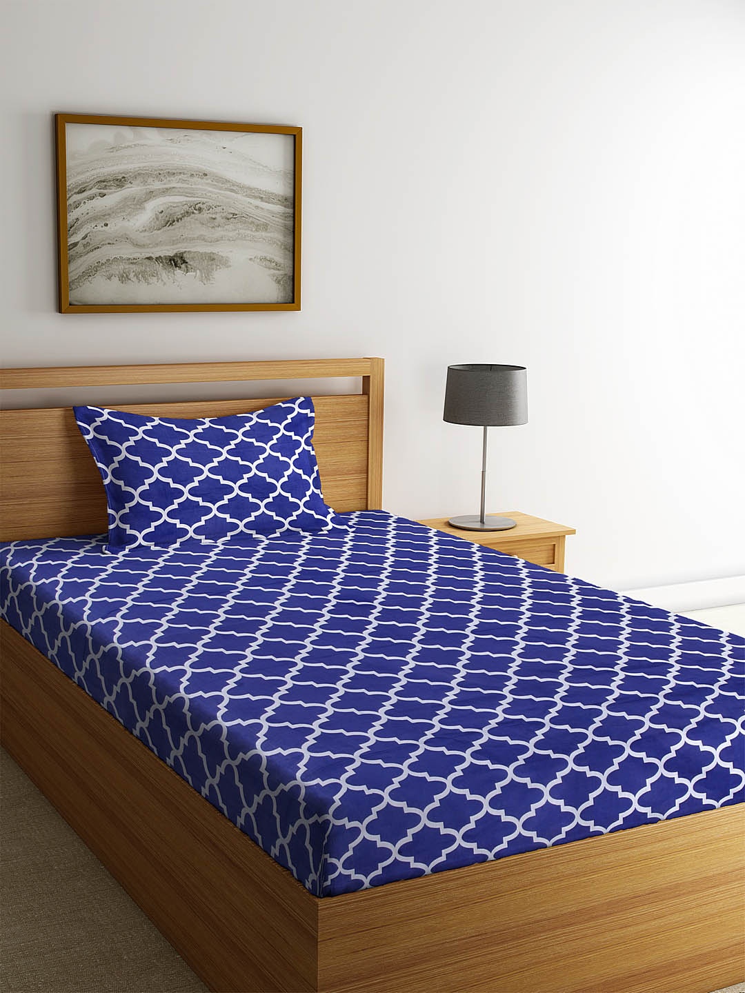HOSTA HOMES Navy Blue & White Abstract 180 TC Cotton 1 Single Bedsheet with 1 Pillow Cover
HOSTA HOMES Navy Blue & White Abstract 180 TC Cotton 1 Single Bedsheet with 1 Pillow Cover
