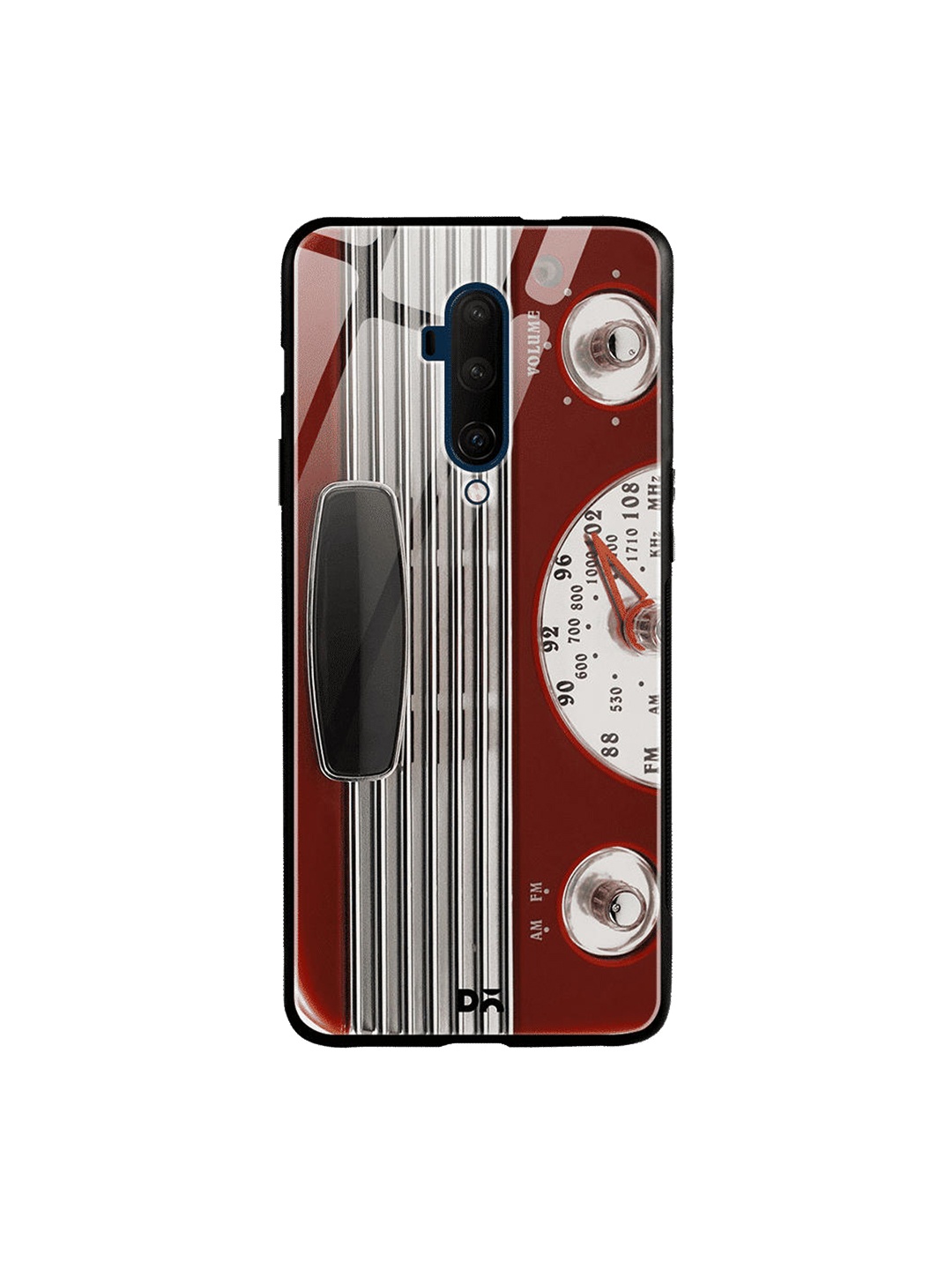 DailyObjects Maroon & Grey Radio OnePlus 7 Pro Glass Case