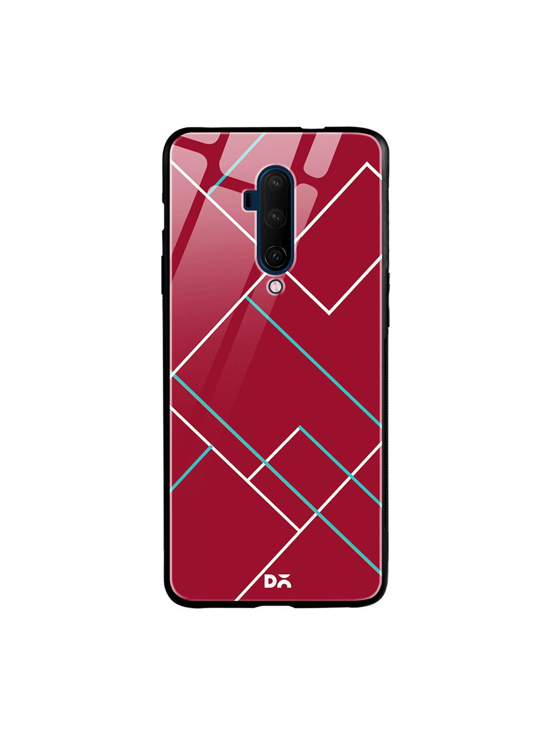 DailyObjects Red & White Tech Lines OnePlus 7T Pro Glass Cover