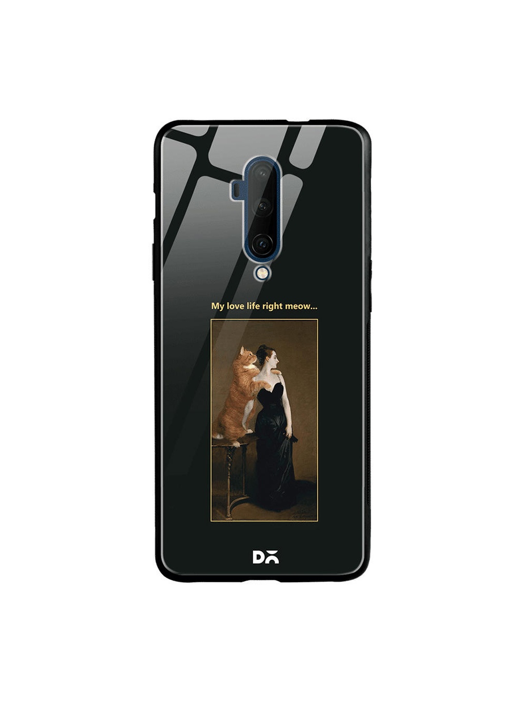 DailyObjects Black & Brown Love Life Meow OnePlus 7 Pro Glass Case