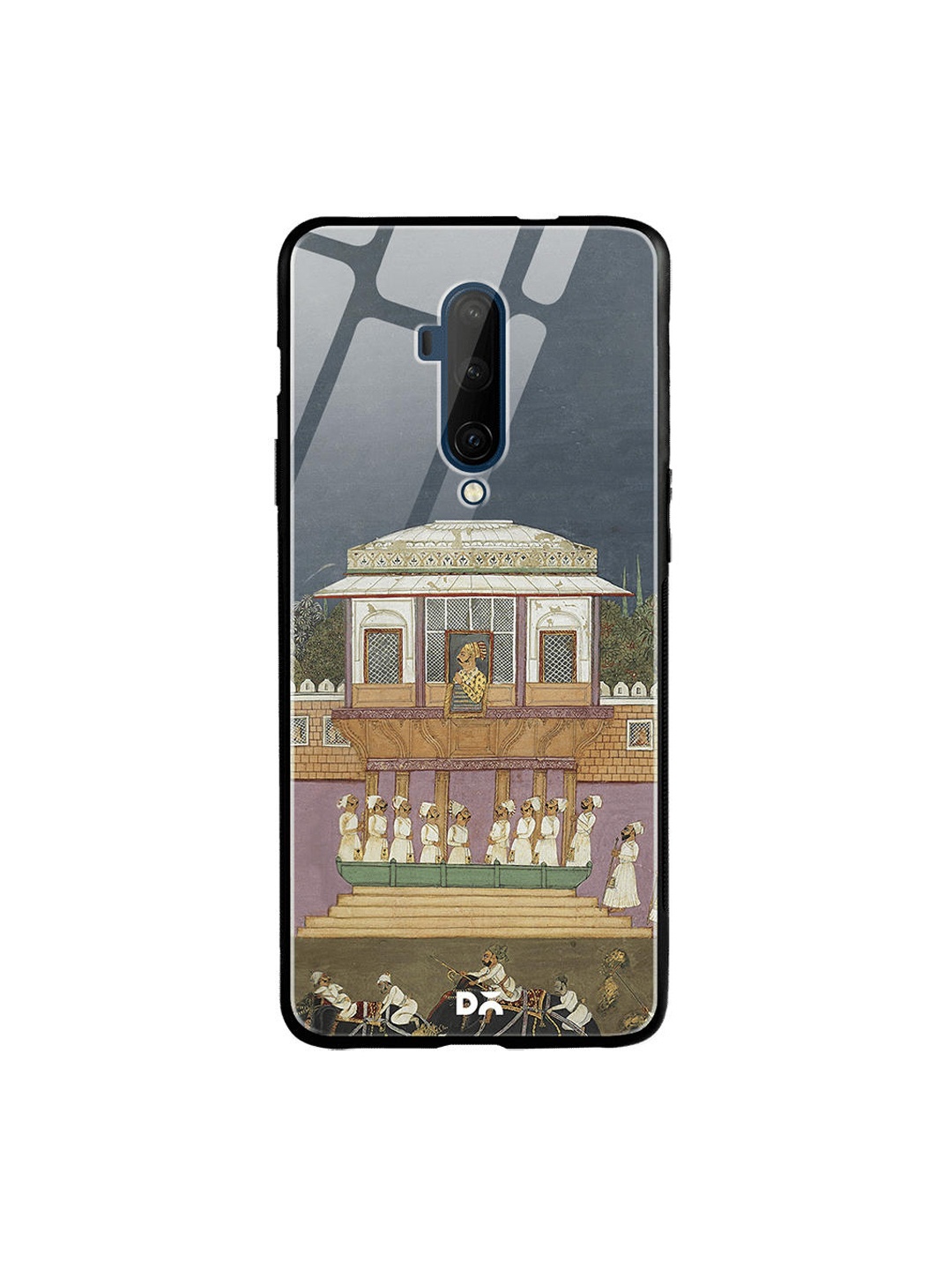 DailyObjects Grey & Beige Royal Parade OnePlus 7T Pro Glass Case