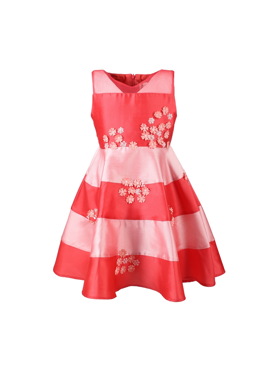 A Little Fable Girls Pink Colourblocked Peplum Dress