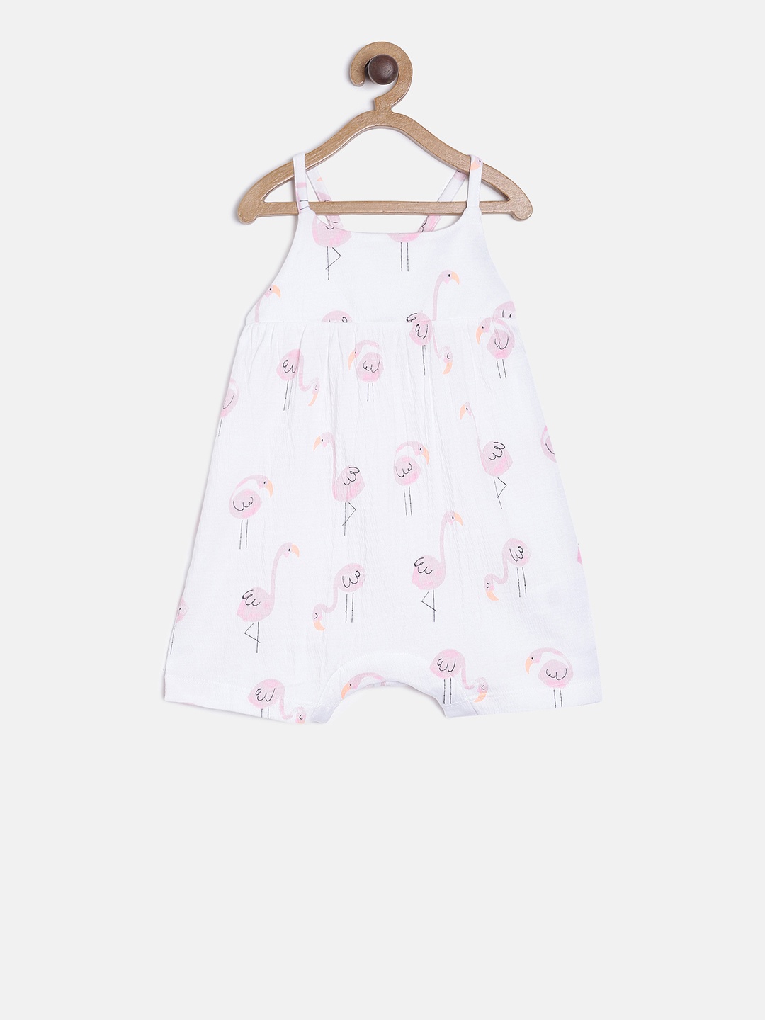 MINI KLUB Infant Girls White & Pink Printed Rompers