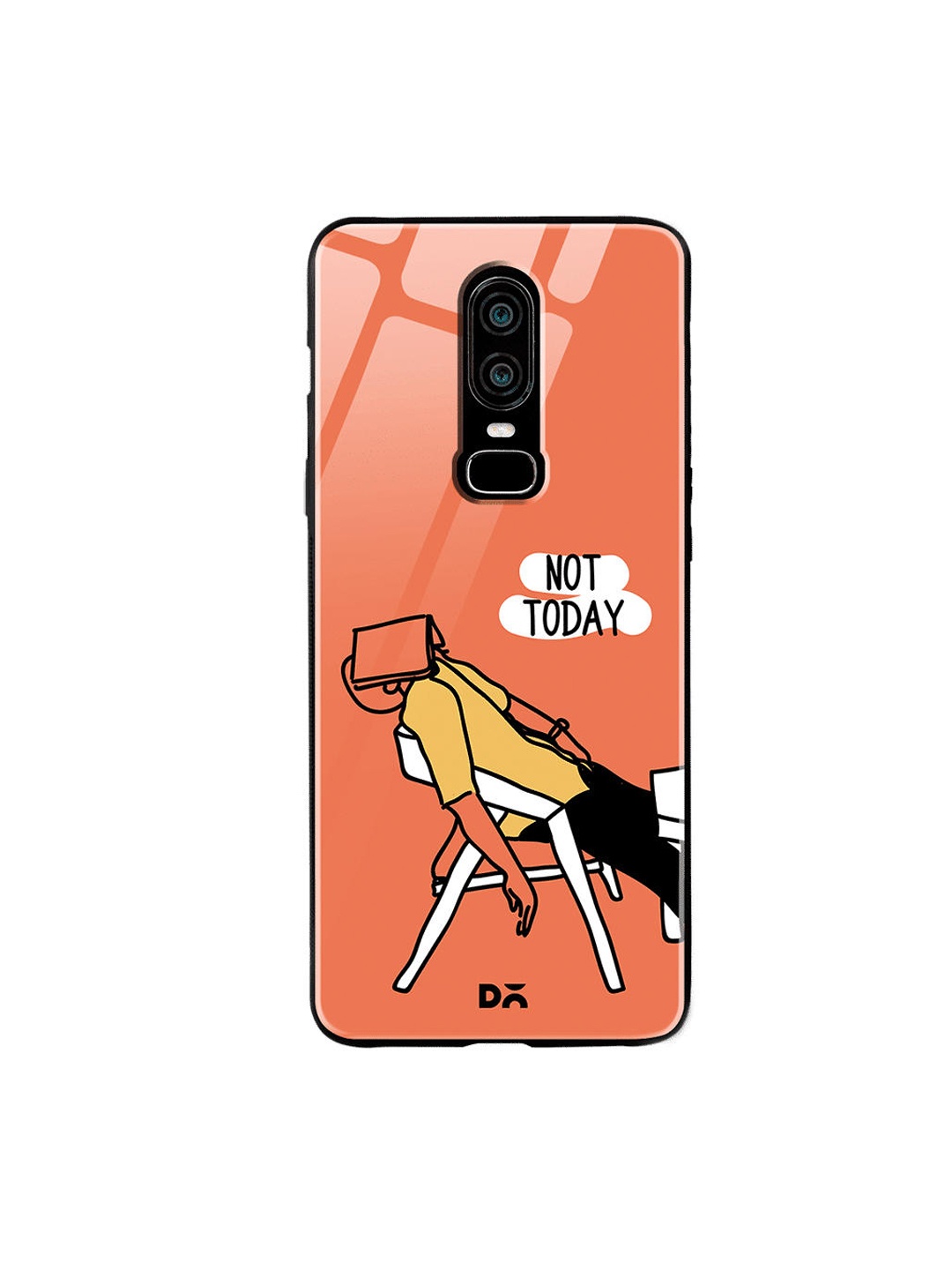 DailyObjects Peach-Coloured & Yellow Not Today OnePlus 6 Glass Case
