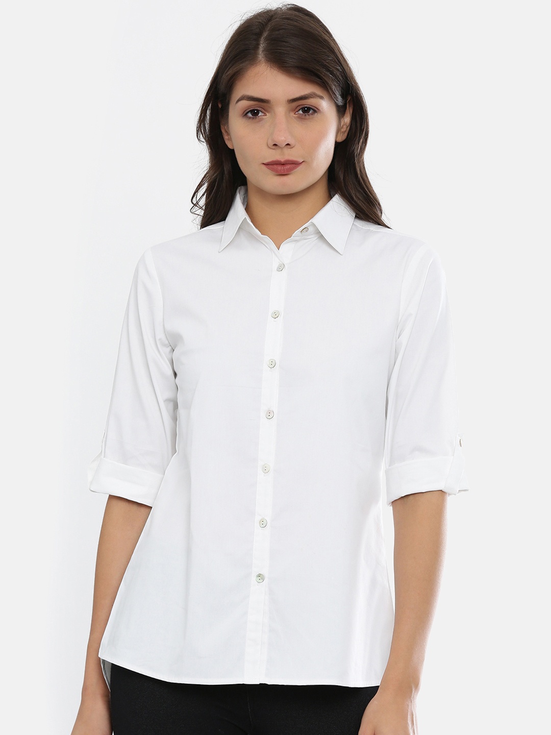 IDK Women White Solid Top