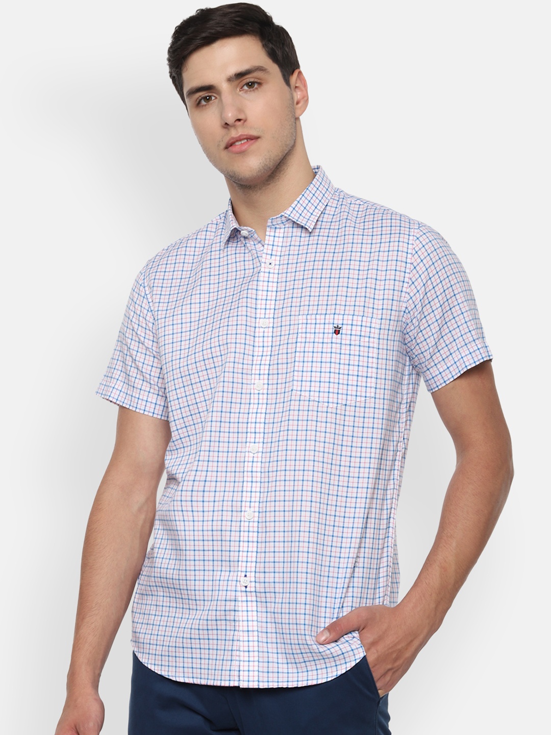 Louis Philippe Sport Men Blue Slim Fit Checked Casual Shirt