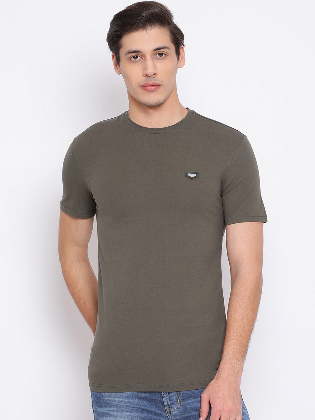 Antony Morato Men Grey Solid Round Neck T-shirt