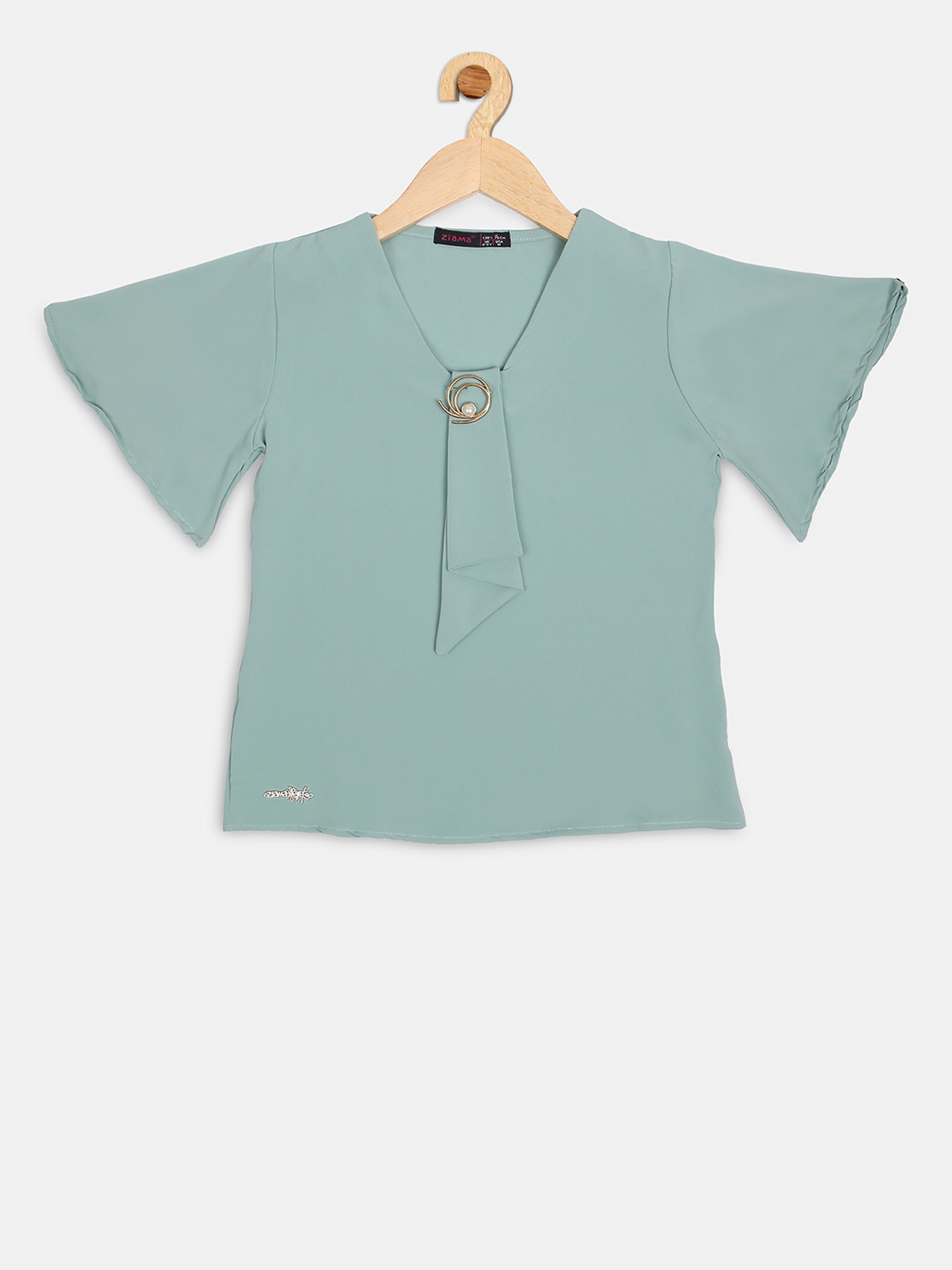 Ziama Girls Green Solid Top 
Ziama Girls Green Solid Top