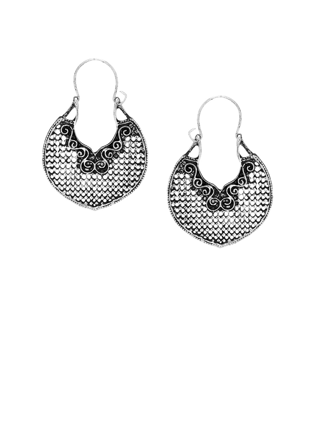 Adwitiya Collection Silver-Plated Crescent Shaped Drop Earrings