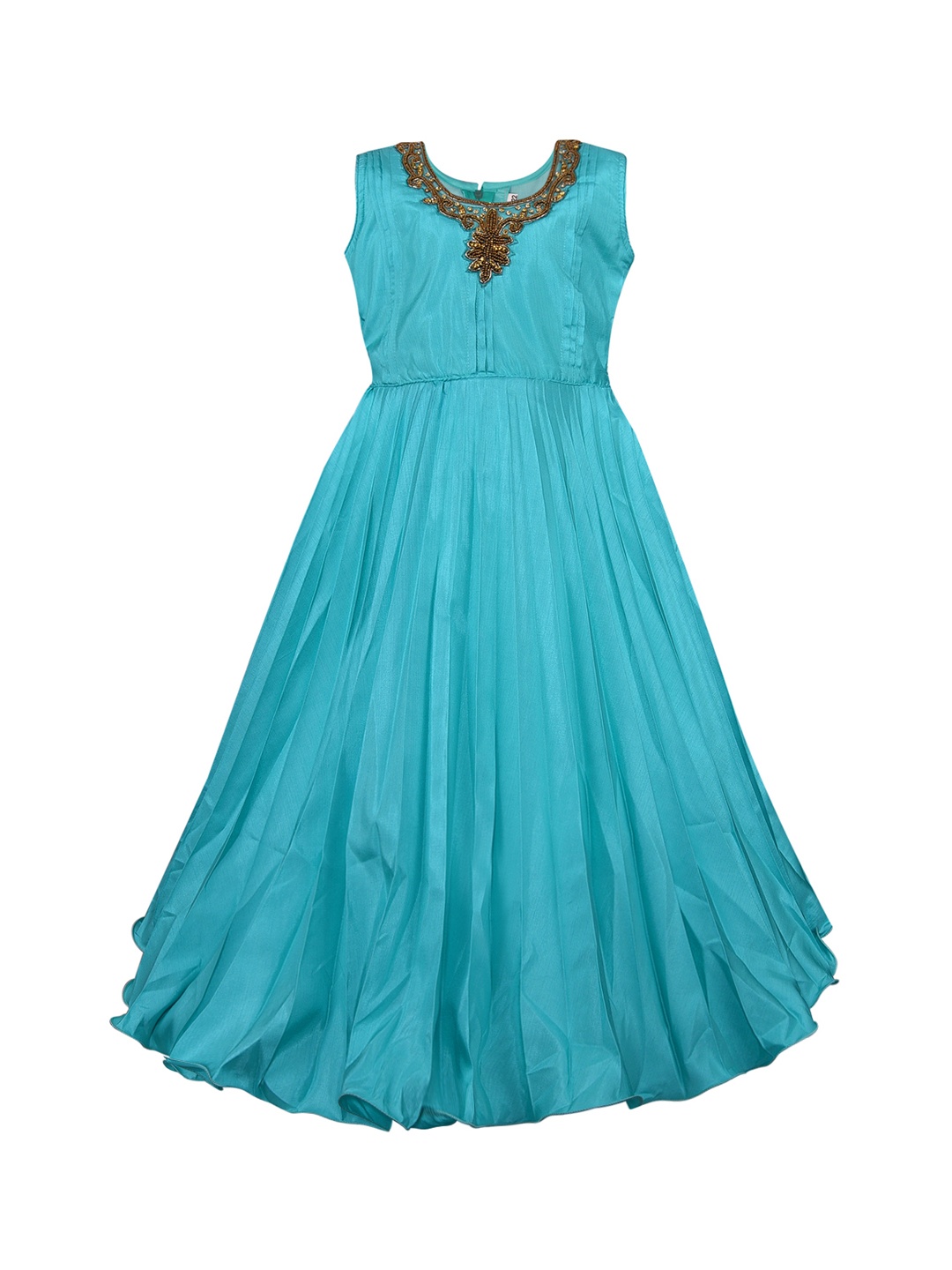 Wish Karo Girls Blue Embellished Maxi Dress