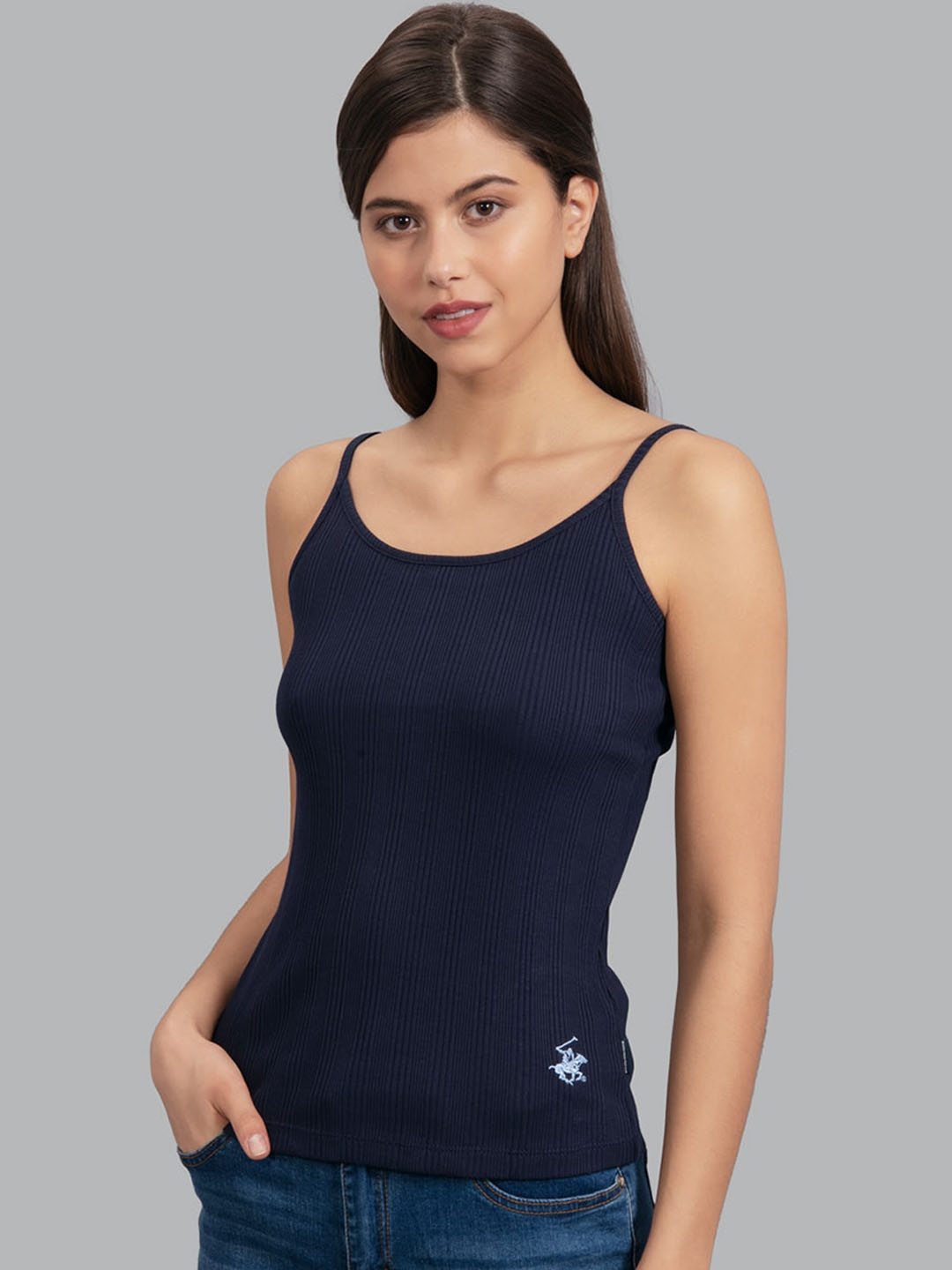 Beverly Hills Polo Club Women Navy Blue Solid Tank Top