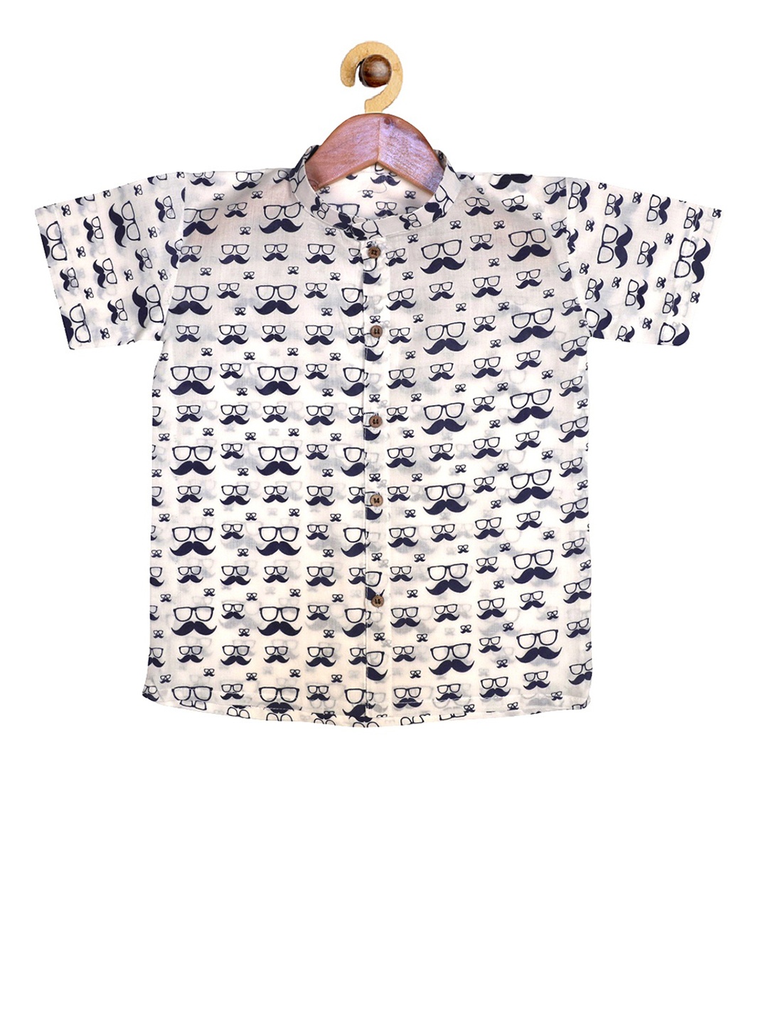 SOULFULLY INDIAN Boys White & Blue Regular Fit Printed Casual Shirt