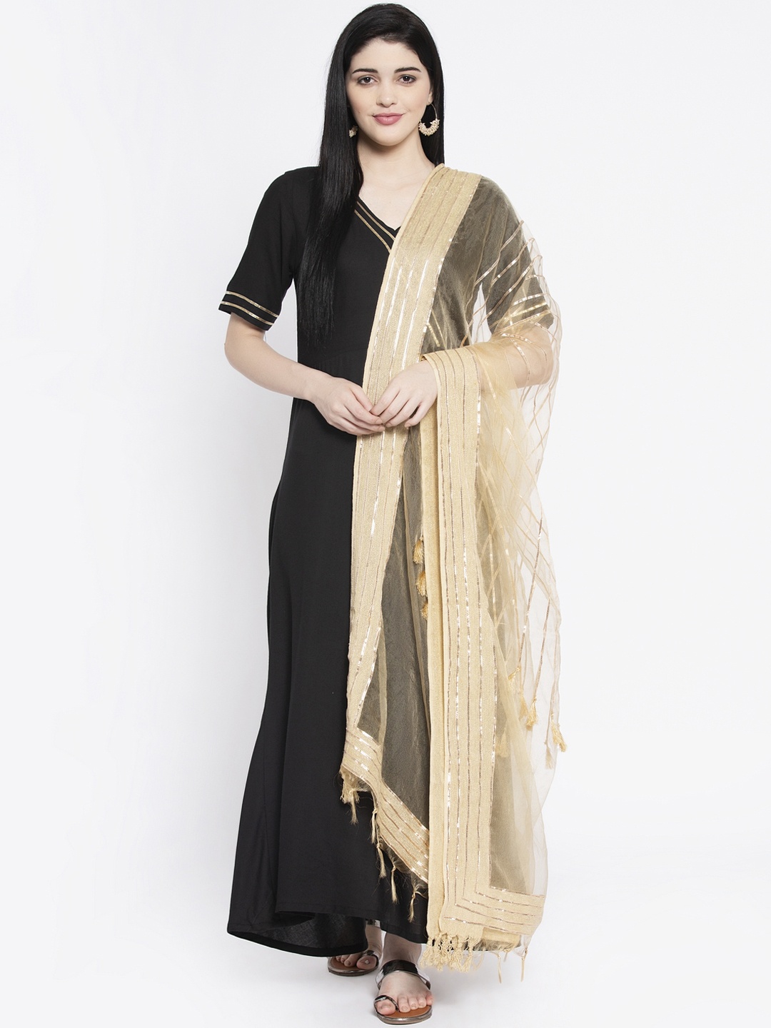 studio rasa Beige Striped Dupatta