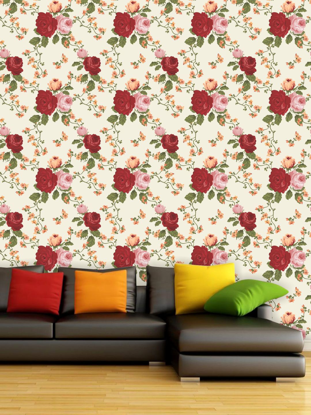 PAPER PLANE DESIGN Red & Pink Floral Waterproof Vinyl Wallpaper