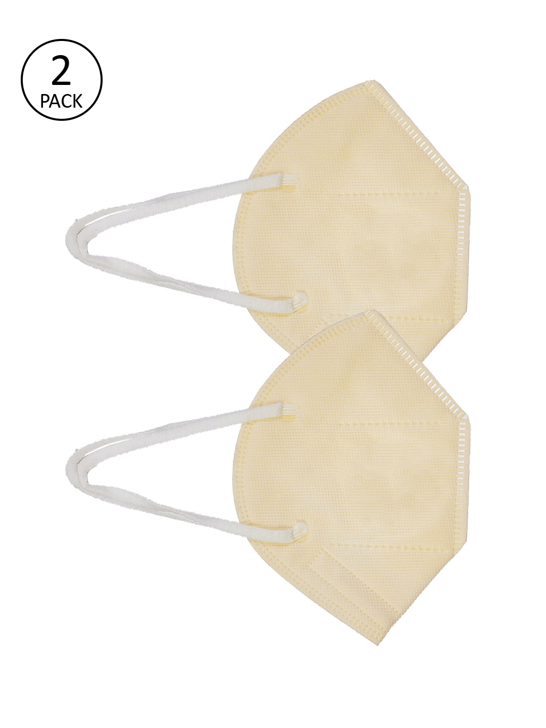 Priyaasi Adults 2 Pcs Yellow 5-Ply Reusable Cloth Masks