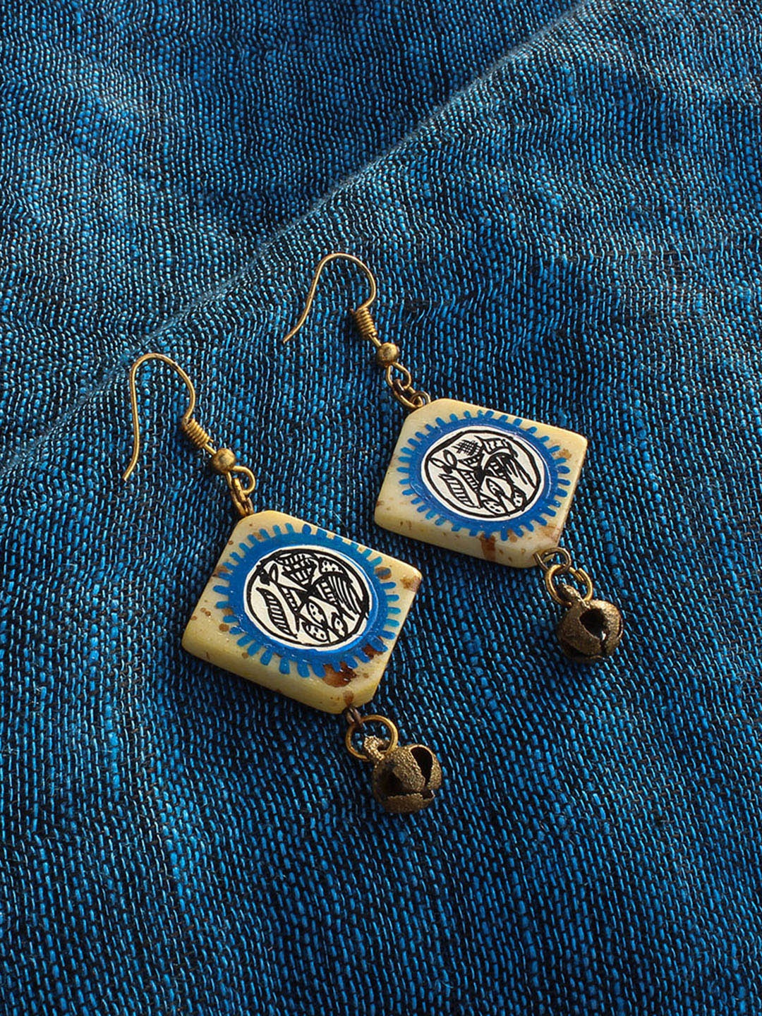 ExclusiveLane Tribal Warli Squares Hand Painted Bohemian Tribal Warli Drop Earrings, Blue
ExclusiveLane Tribal Warli Squares Hand Painted Bohemian Tribal Warli Drop Earrings, Blue